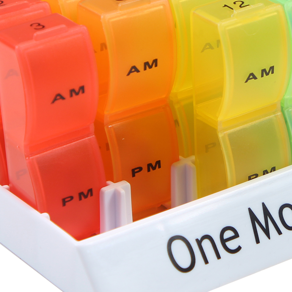 Portable Pill Organizer One Month Pill Box 2 Times A Day AM PM for Vitamins Supplement 31 Day Storage  Medicine Container Travel Pill Cases