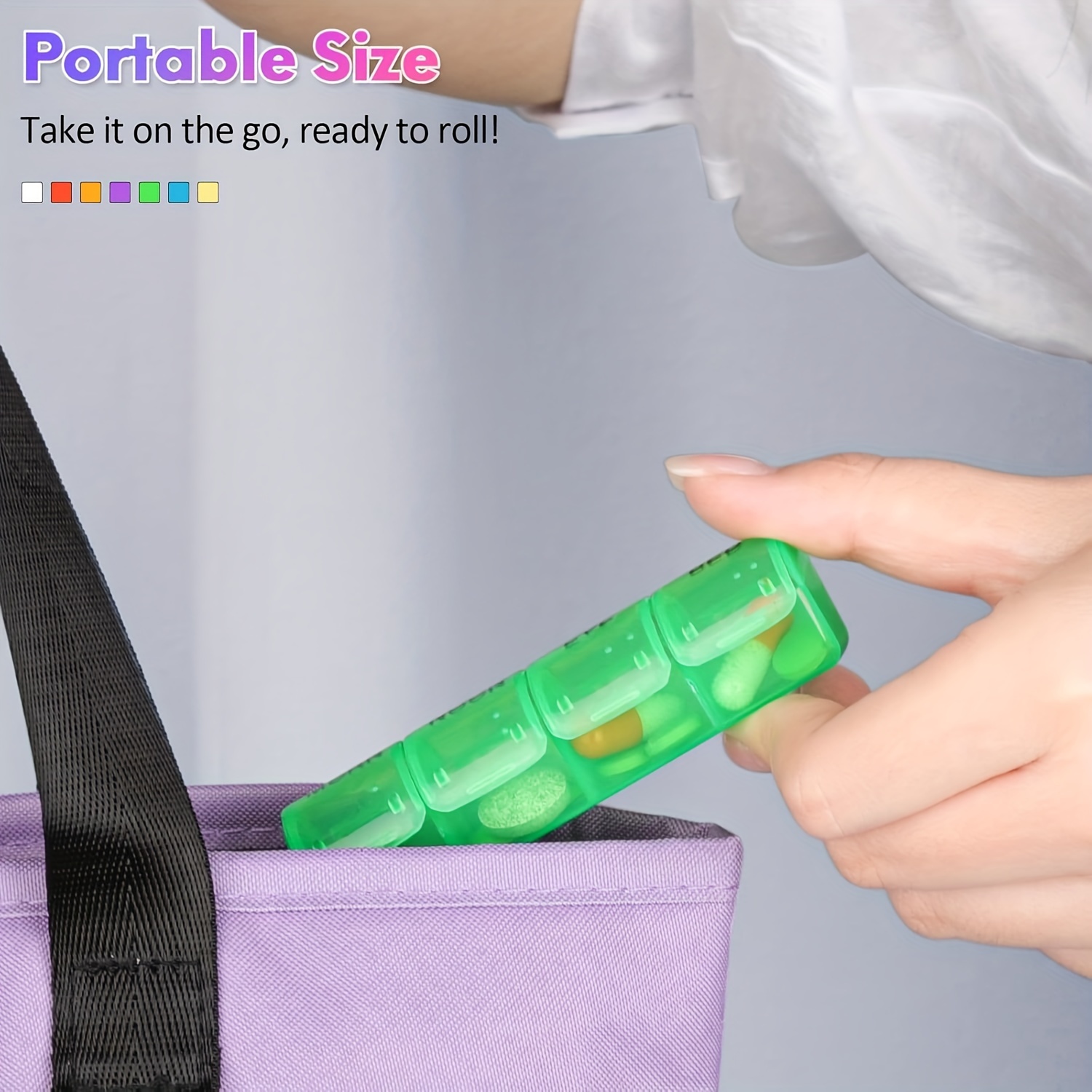 Portable Travel Pill Box 7 Days 28 Grids Pill Cases Container Weekly Rainbow Pill Organizer Storage for Vitamin Medicine Fish Oils Supplements  Easy to Open