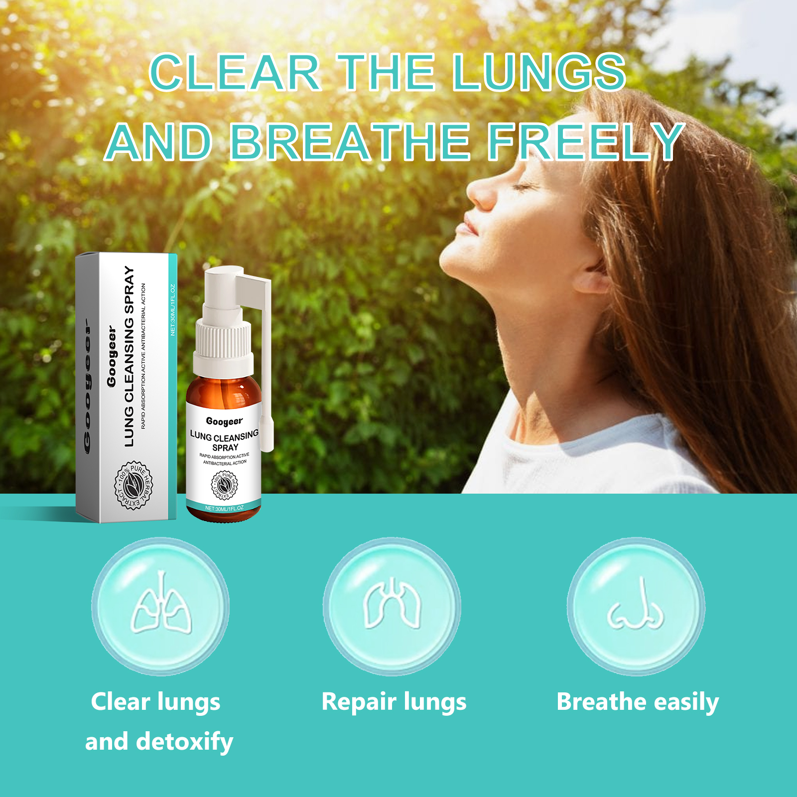 Lung Cleansing Spray Body Treatment Herbal Lung Clear Detox for Smokers Breathing Comfort Throat Cough Relief