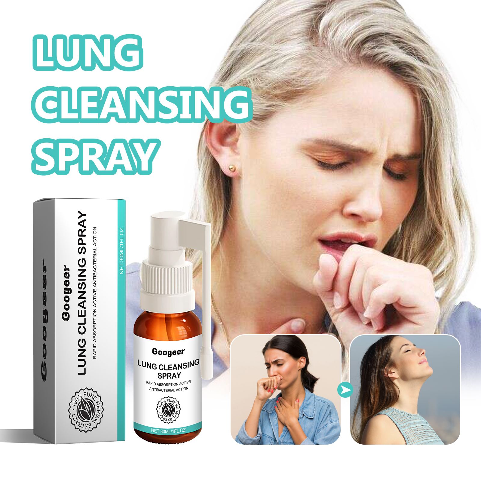 Lung Cleansing Spray Body Treatment Herbal Lung Clear Detox for Smokers Breathing Comfort Throat Cough Relief