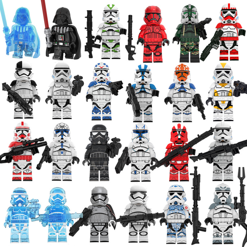 (24 PCS Soldiers) Star Wars Action Mini Figures Soldiers Building Blocks Cinematic Universe Collection Series Toys for Kids Party Supplies 