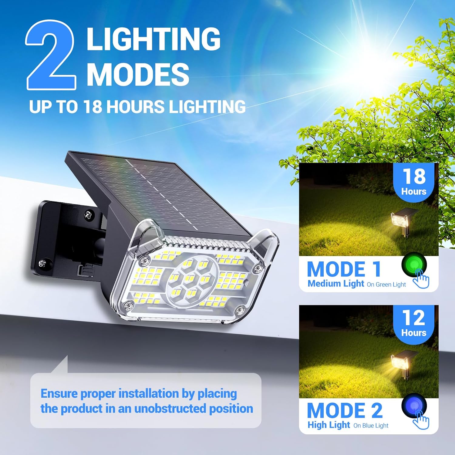 4 Pack Solar Spot Lights Outdoor Garden 68 LED Solar Lights Outdoor Garden with 2 Modes 1200mAh Battery Solar Powered Stake Light IP65 Waterproof Auto ON/Off Up