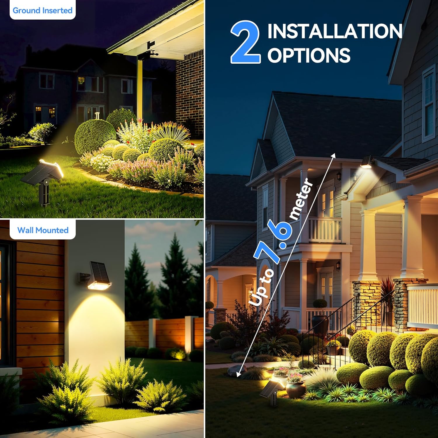 4 Pack Solar Spot Lights Outdoor Garden 68 LED Solar Lights Outdoor Garden with 2 Modes 1200mAh Battery Solar Powered Stake Light IP65 Waterproof Auto ON/Off Up