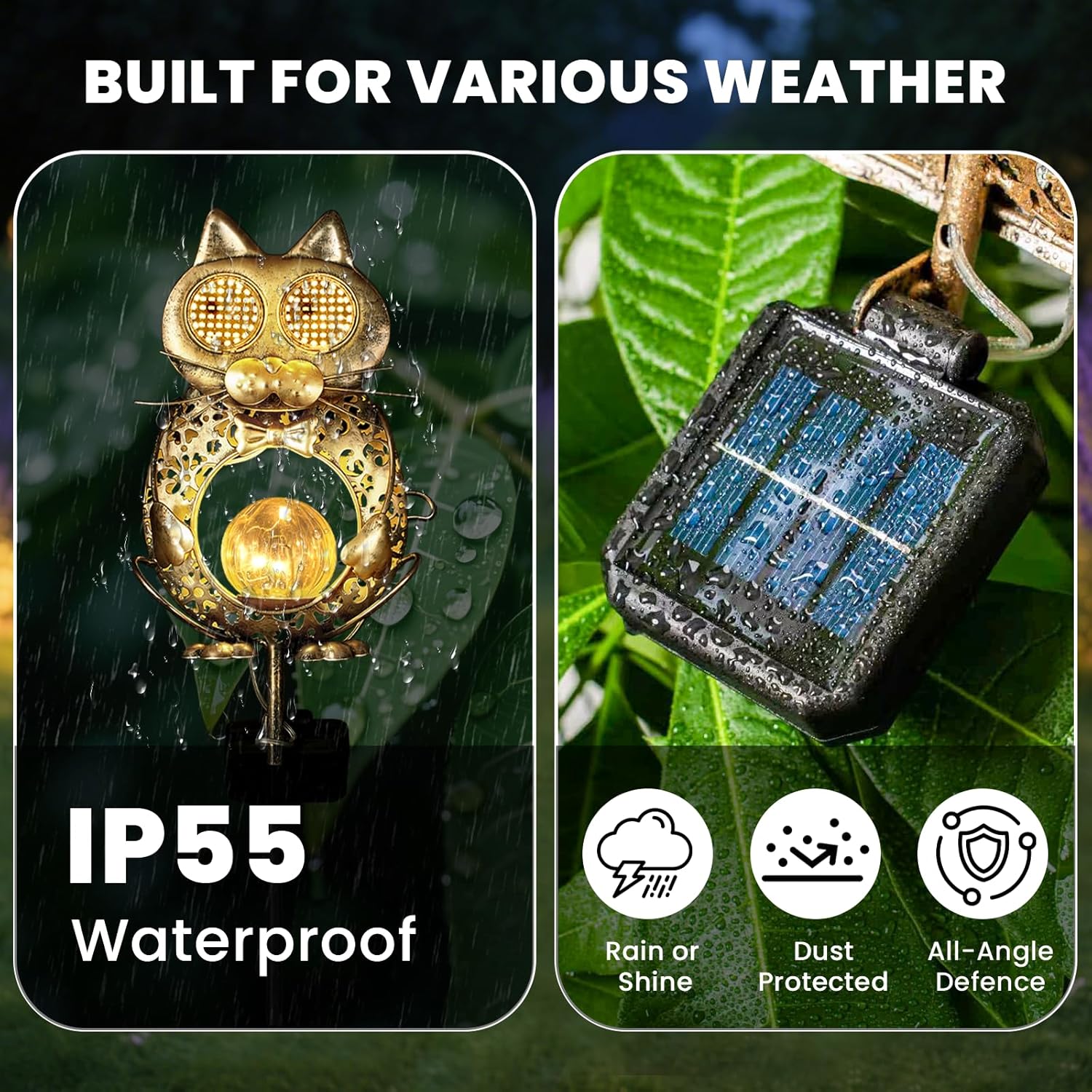 (Bronze) Solar Lights Outdoor Garden-Weatherproof Solar Garden Lights with Auto On Off 2 Mode LED Lights Dynamic Eye Lighting for Patio Yard Pathway Birthday Gifts