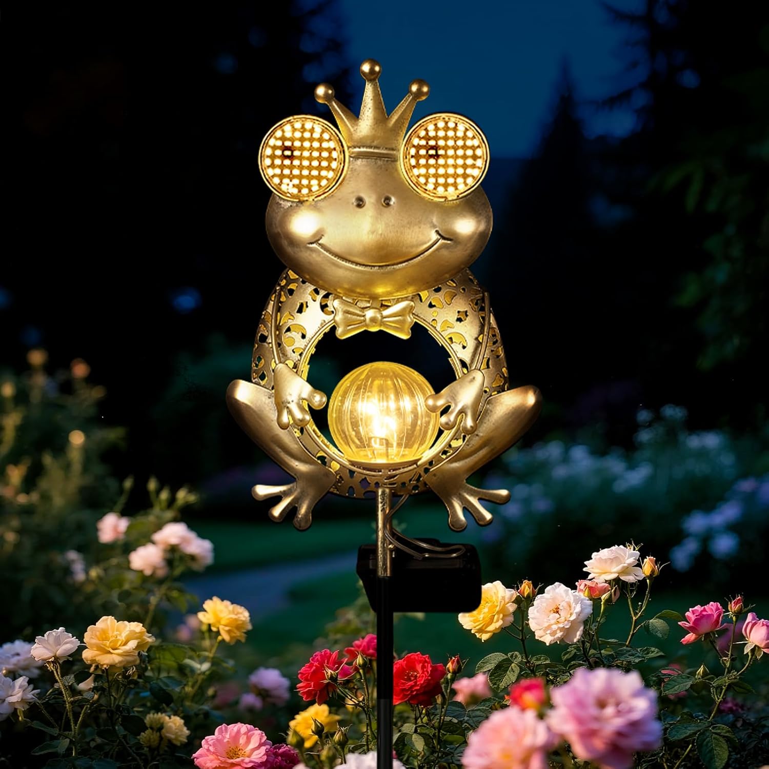 (Bronze) Solar Lights Outdoor Garden-Weatherproof Solar Garden Lights with Auto On Off 2 Mode LED Lights Dynamic Eye Lighting for Patio Yard Pathway Birthday Gifts