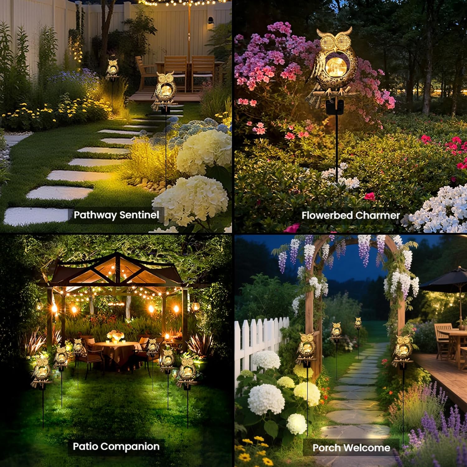 (Bronze) Solar Lights Outdoor Garden-Weatherproof Solar Garden Lights with Auto On Off 2 Mode LED Lights Dynamic Eye Lighting for Patio Yard Pathway Birthday Gifts