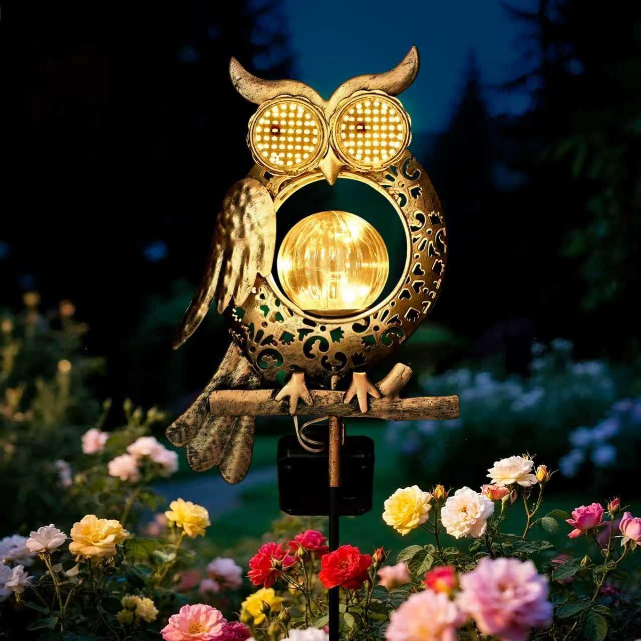 (Bronze) Solar Lights Outdoor Garden-Weatherproof Solar Garden Lights with Auto On Off 2 Mode LED Lights Dynamic Eye Lighting for Patio Yard Pathway Birthday Gifts