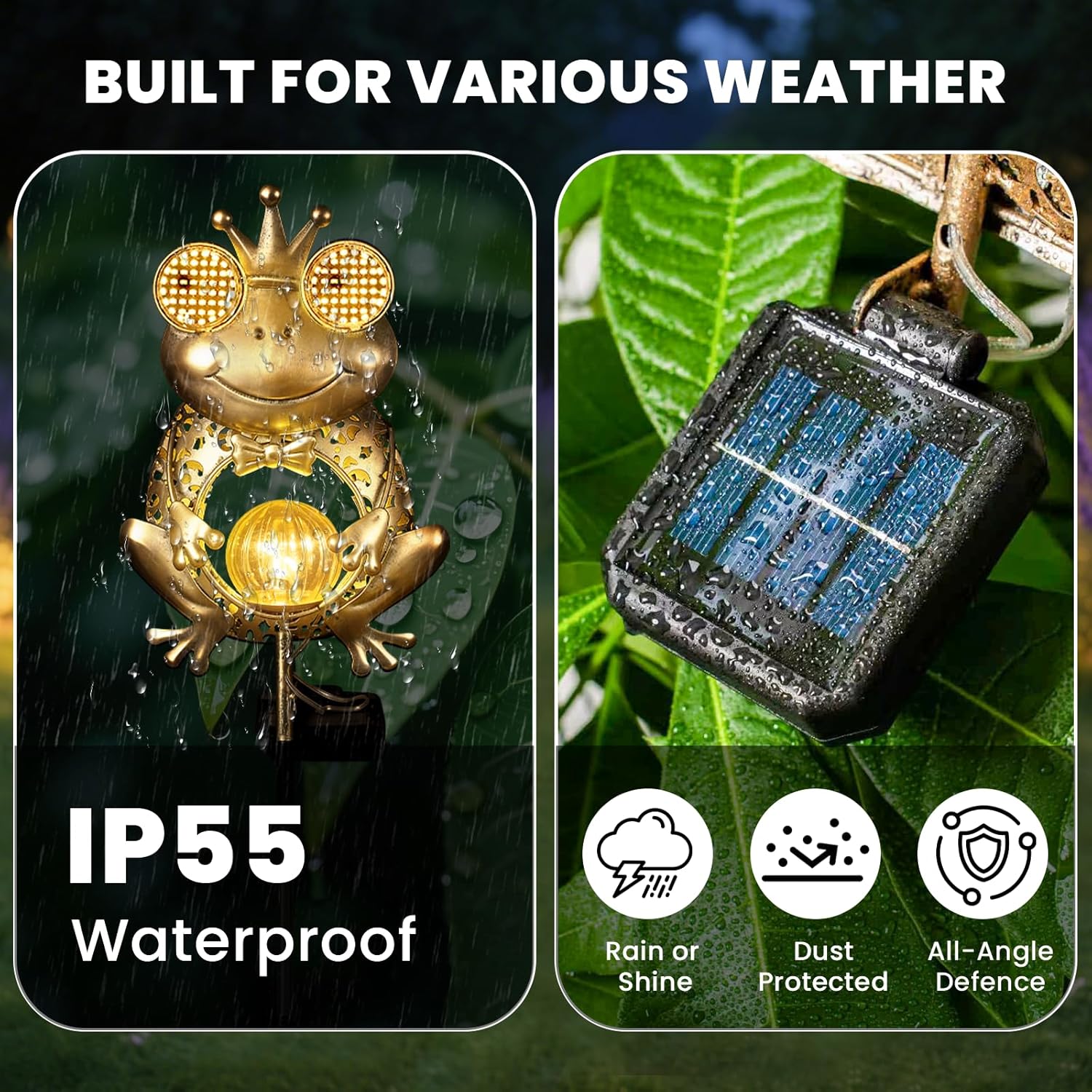 (Bronze) Solar Lights Outdoor Garden-Weatherproof Solar Garden Lights with Auto On Off 2 Mode LED Lights Dynamic Eye Lighting for Patio Yard Pathway Birthday Gifts