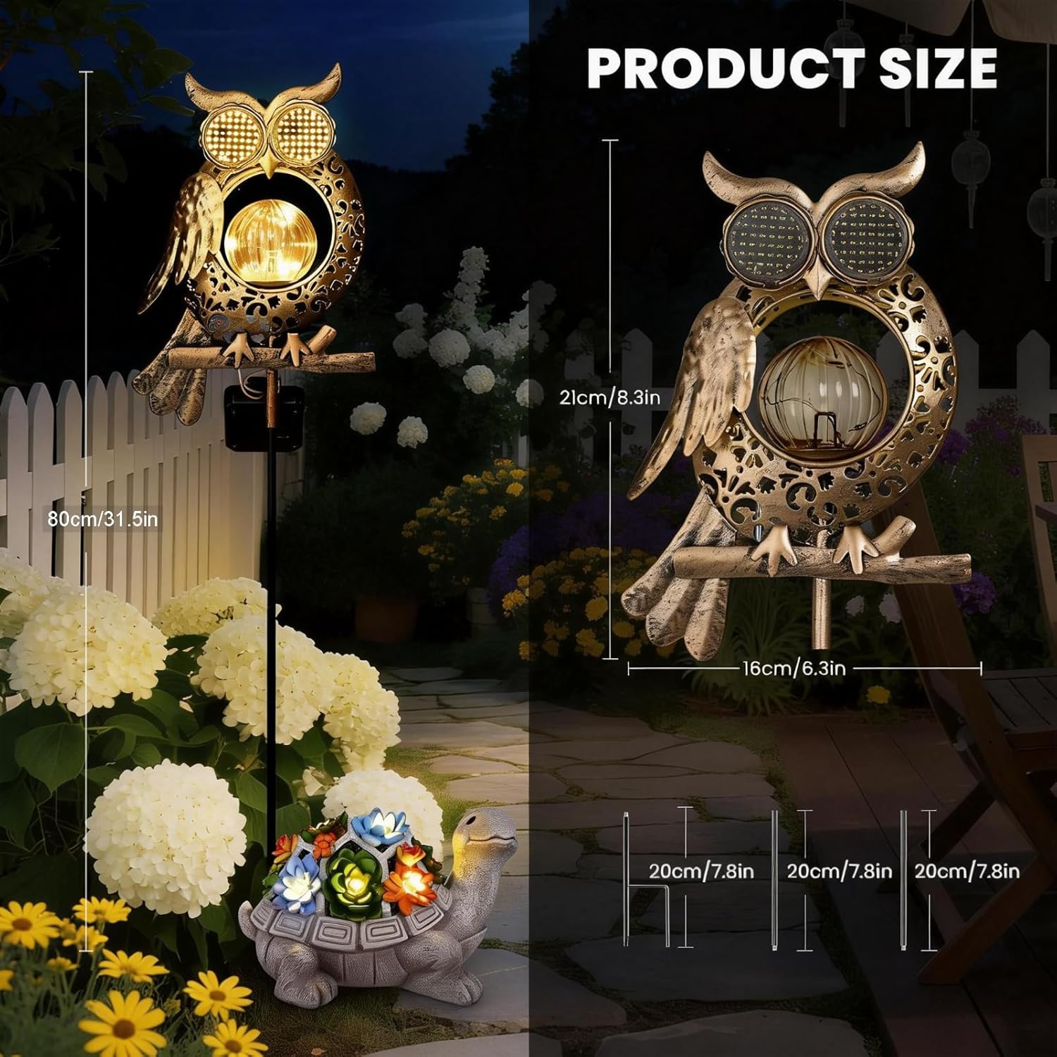 (Bronze) Solar Lights Outdoor Garden-Weatherproof Solar Garden Lights with Auto On Off 2 Mode LED Lights Dynamic Eye Lighting for Patio Yard Pathway Birthday Gifts