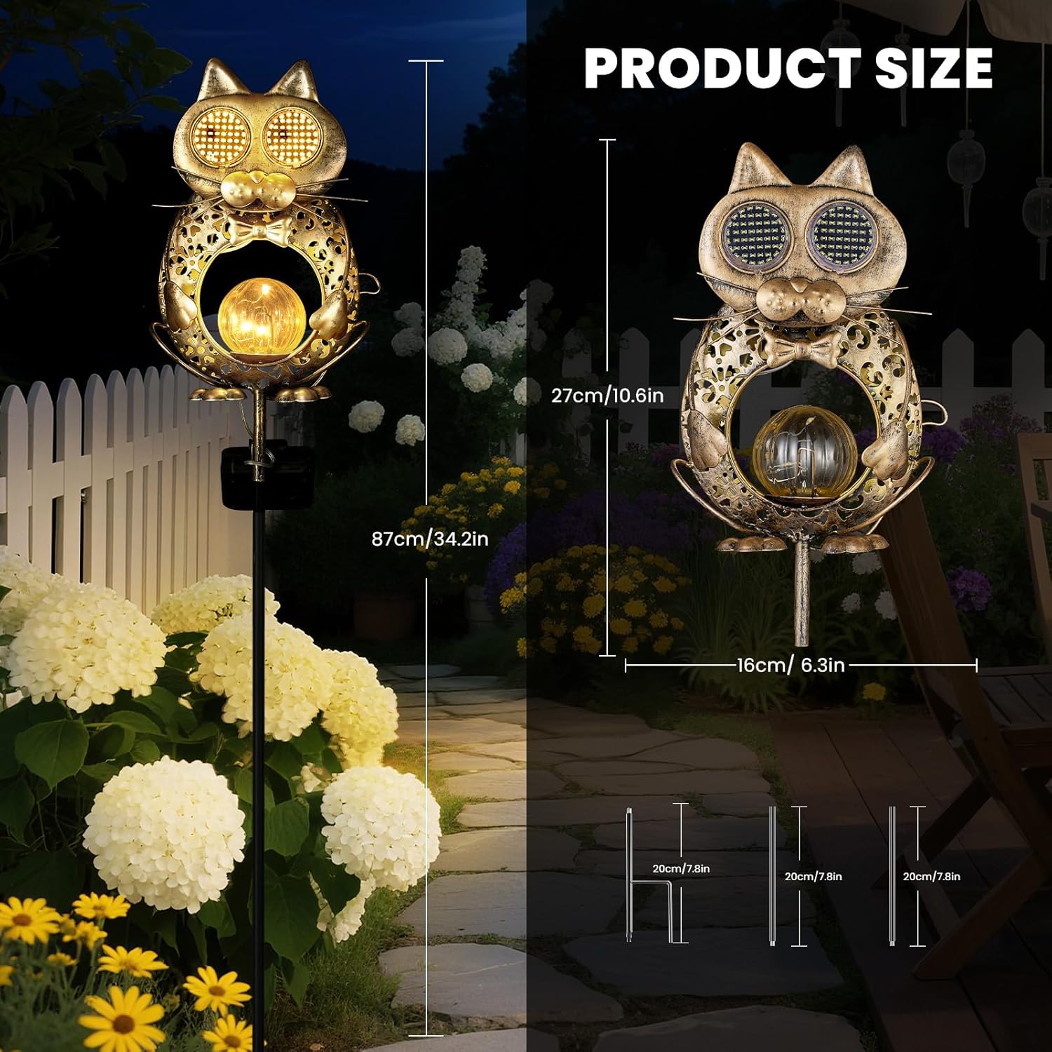 (Bronze) Solar Lights Outdoor Garden-Weatherproof Solar Garden Lights with Auto On Off 2 Mode LED Lights Dynamic Eye Lighting for Patio Yard Pathway Birthday Gifts