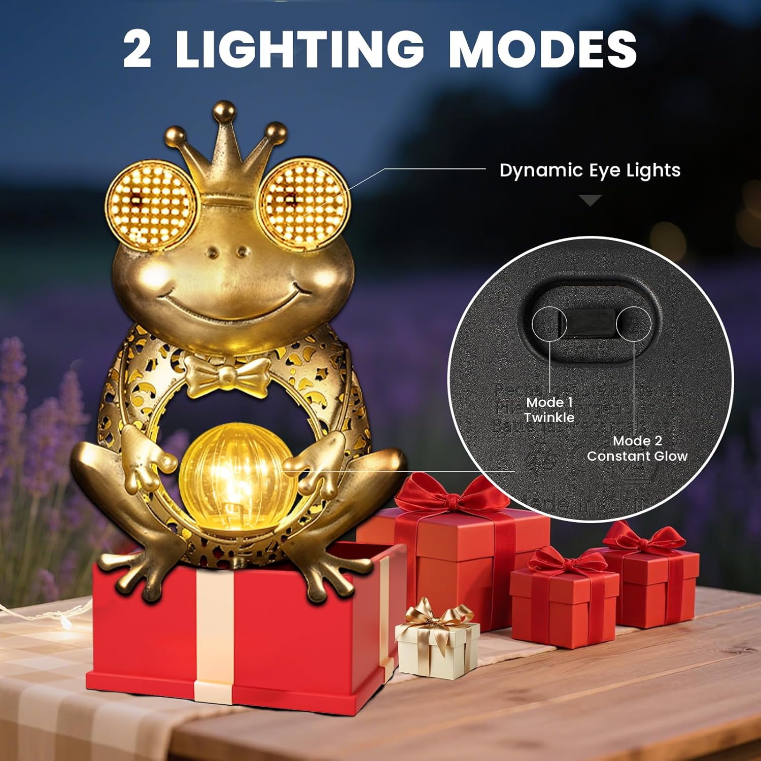 (Bronze) Solar Lights Outdoor Garden-Weatherproof Solar Garden Lights with Auto On Off 2 Mode LED Lights Dynamic Eye Lighting for Patio Yard Pathway Birthday Gifts