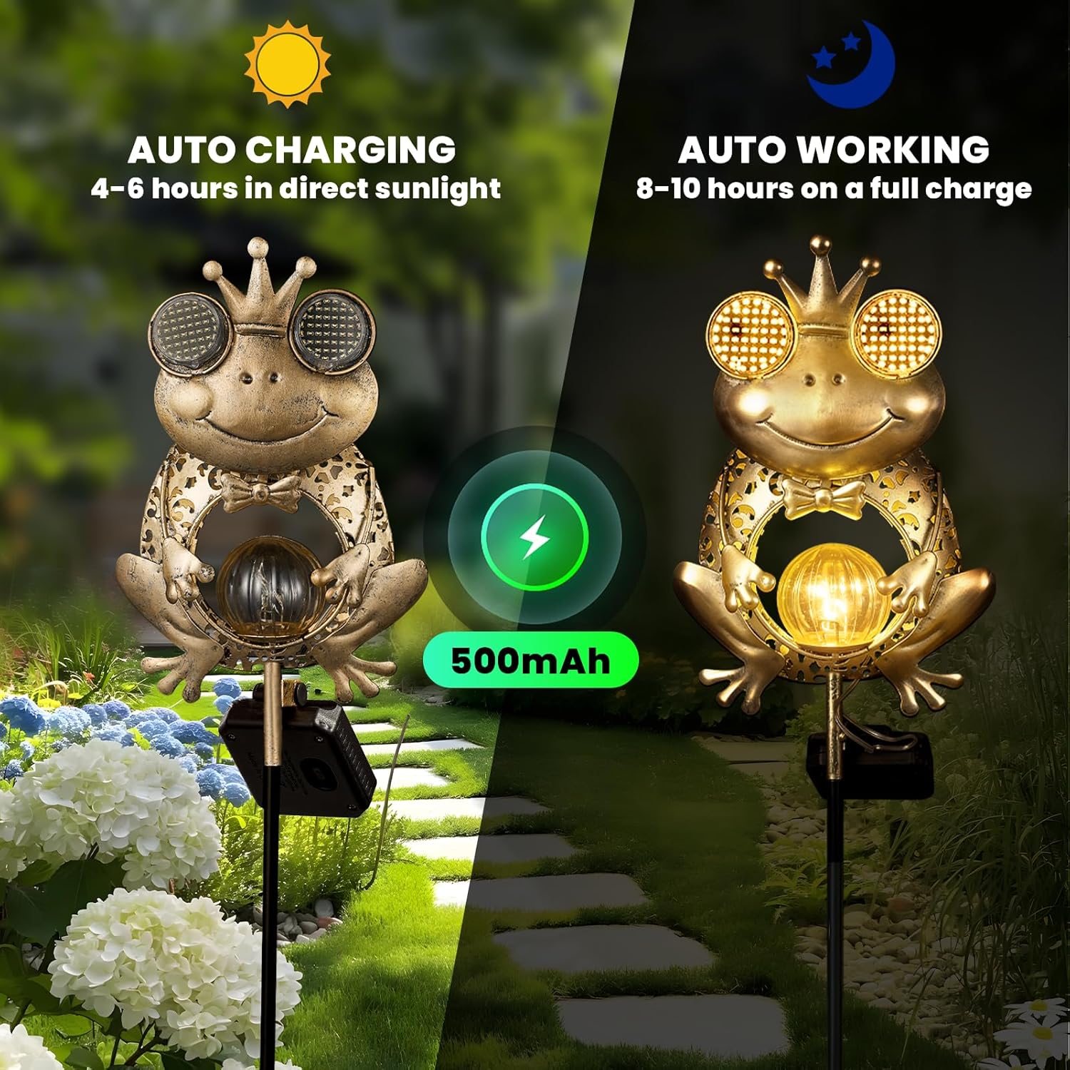 (Bronze) Solar Lights Outdoor Garden-Weatherproof Solar Garden Lights with Auto On Off 2 Mode LED Lights Dynamic Eye Lighting for Patio Yard Pathway Birthday Gifts