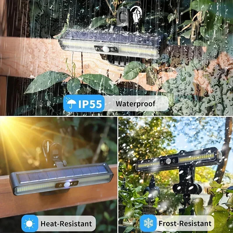 (Clamp Type) Portable Solar Motion Sensor Light Outdoor 36 LEDs Fence Clip-On Waterproof Lamp