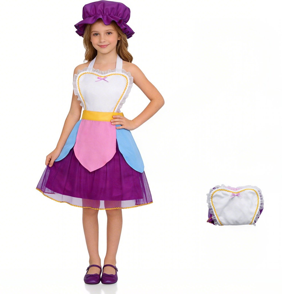 (110CM) Kids Mrs Potts and Chip Cosplay Costume Beauty and the Beast Tea Set Halloween Party Roleplay Outfit