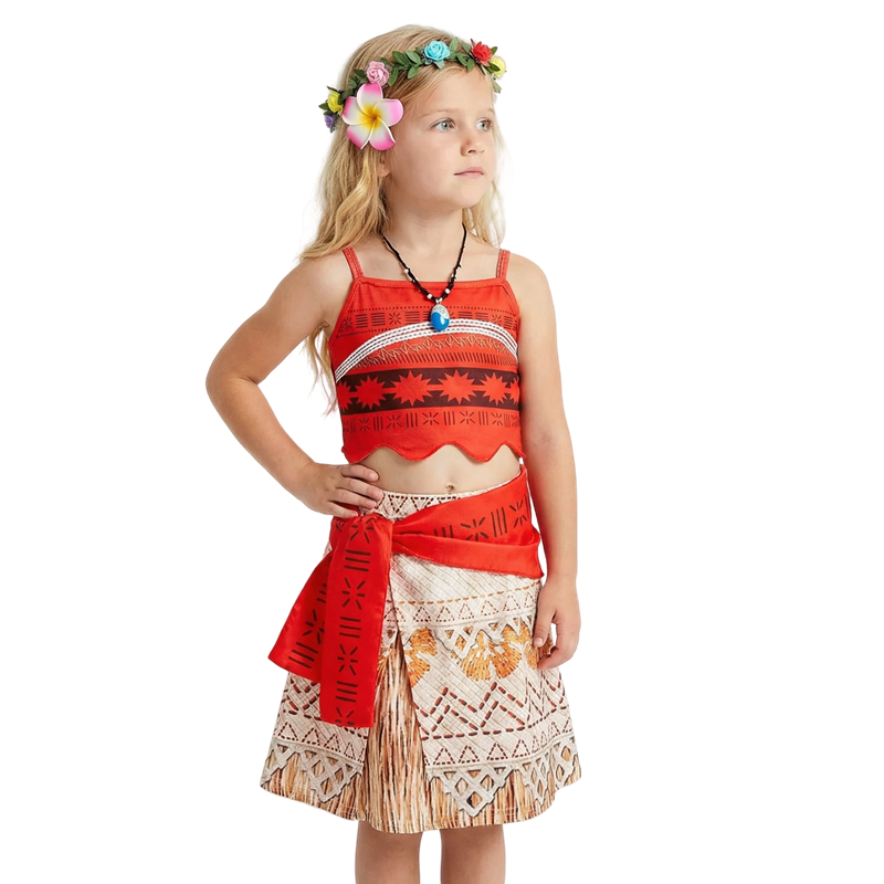 (1MMCM) Girls' Princess Costume Toddler Theme Birthday Outfit Halloween Costume Two-Piece Set Crop Top Fringe Skirt Outfit Holiday Grass