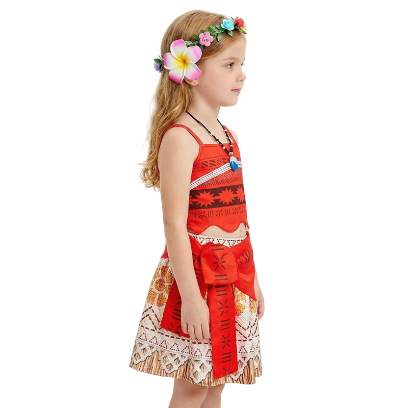 (1MMCM) Girls' Princess Costume Toddler Theme Birthday Outfit Halloween Costume Two-Piece Set Crop Top Fringe Skirt Outfit Holiday Grass