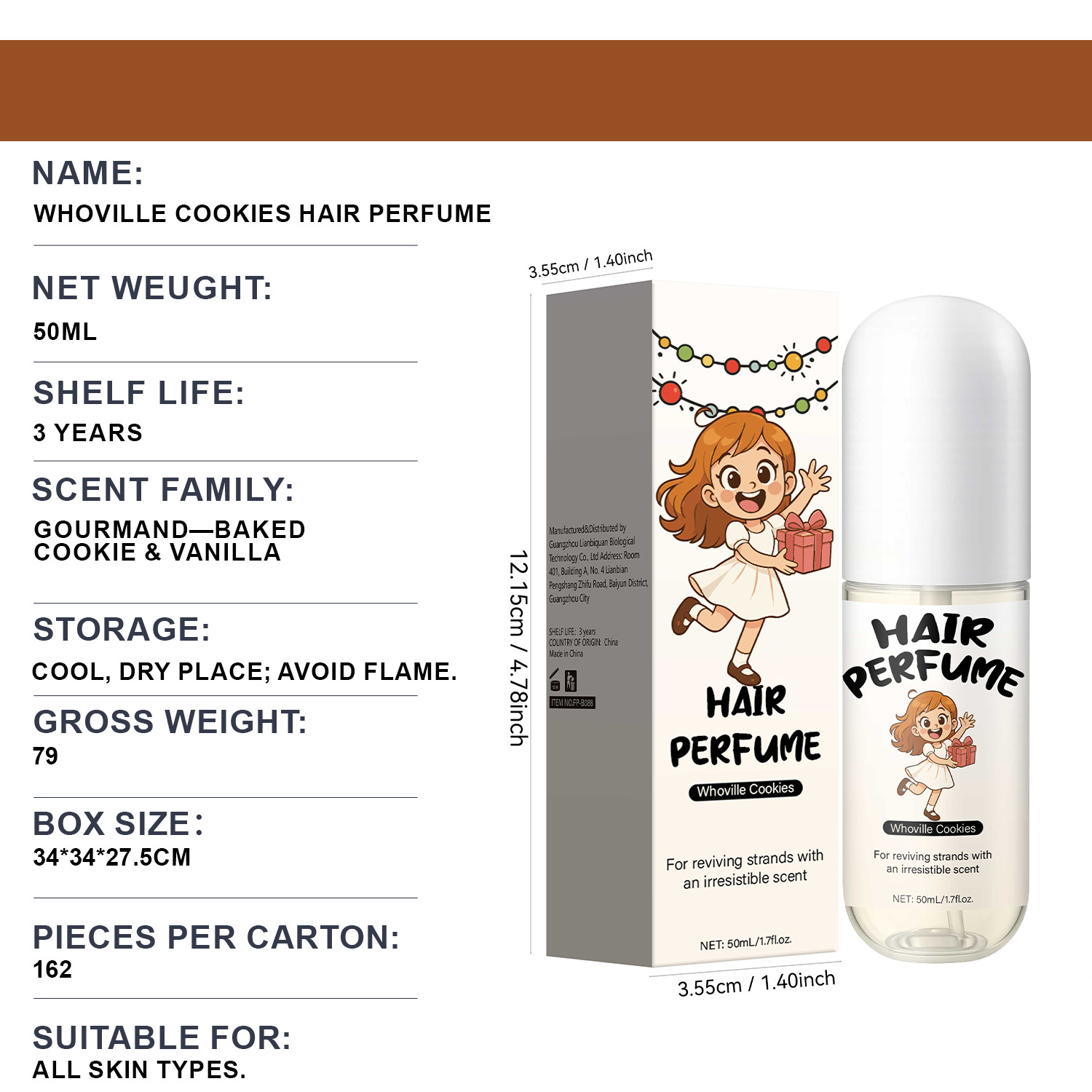 Green Monster X Fashion Hoff City Cookie Scent Hair Perfume Fragrance Mist For Daily Styling And Party Freshness