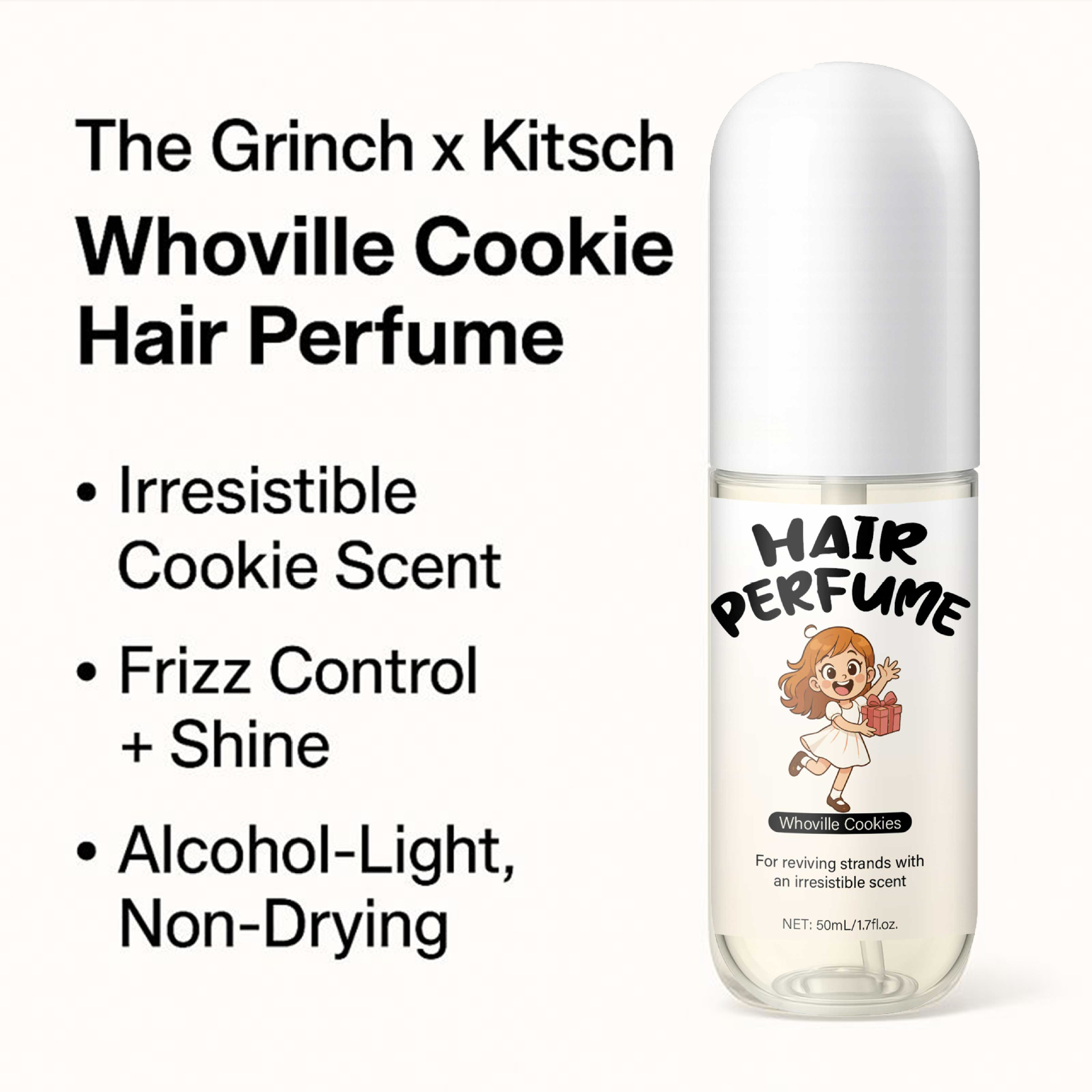 Green Monster X Fashion Hoff City Cookie Scent Hair Perfume Fragrance Mist For Daily Styling And Party Freshness