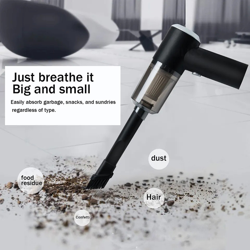 (Black) Super High Power Car Mounted Vacuum Cleaner Wireless Portable Handheld Car Household Mini Vacuum Cleaner Portable Vacuum Cleaner