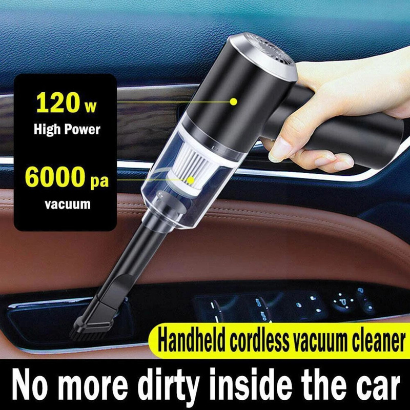 (Black) Super High Power Car Mounted Vacuum Cleaner Wireless Portable Handheld Car Household Mini Vacuum Cleaner Portable Vacuum Cleaner