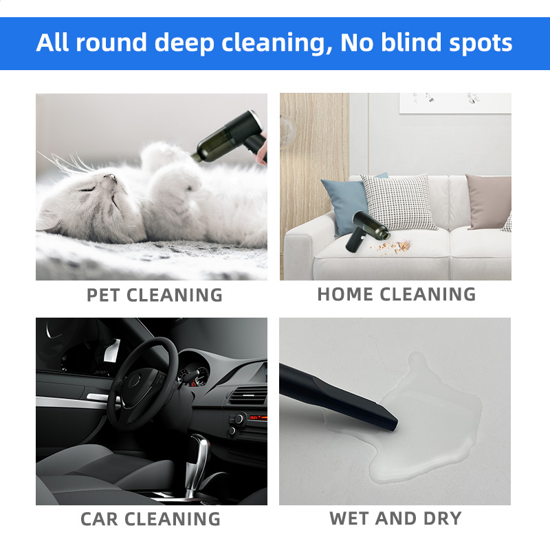 (Black) Super High Power Car Mounted Vacuum Cleaner Wireless Portable Handheld Car Household Mini Vacuum Cleaner Portable Vacuum Cleaner