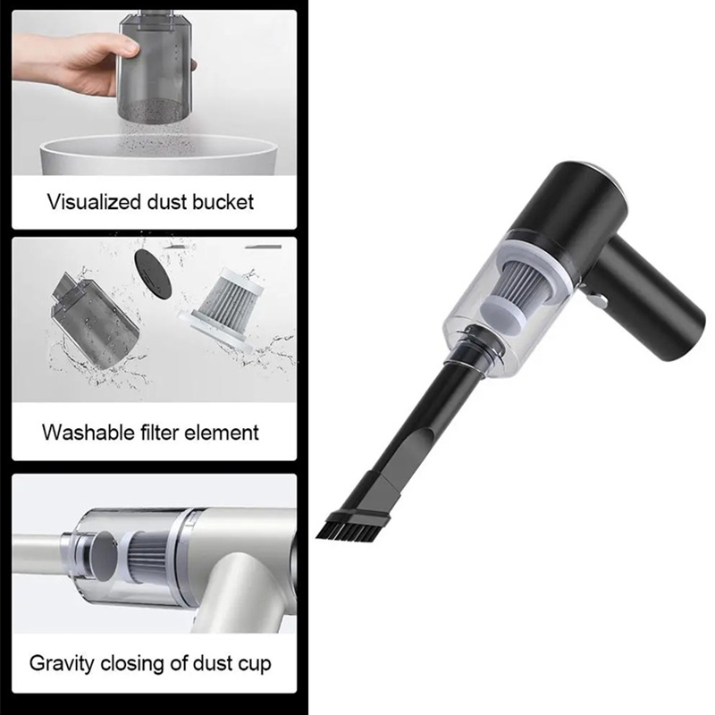 (Black) Super High Power Car Mounted Vacuum Cleaner Wireless Portable Handheld Car Household Mini Vacuum Cleaner Portable Vacuum Cleaner