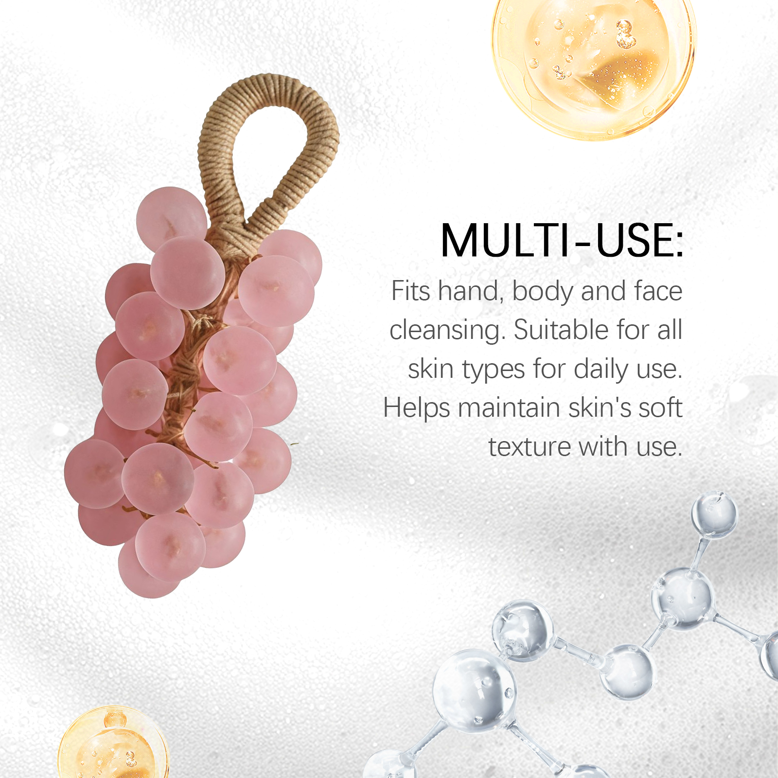 Peach Round Grape Soap Handmade Diy Gem Transparent Grape String Mild Cleansing Hand Skin Care