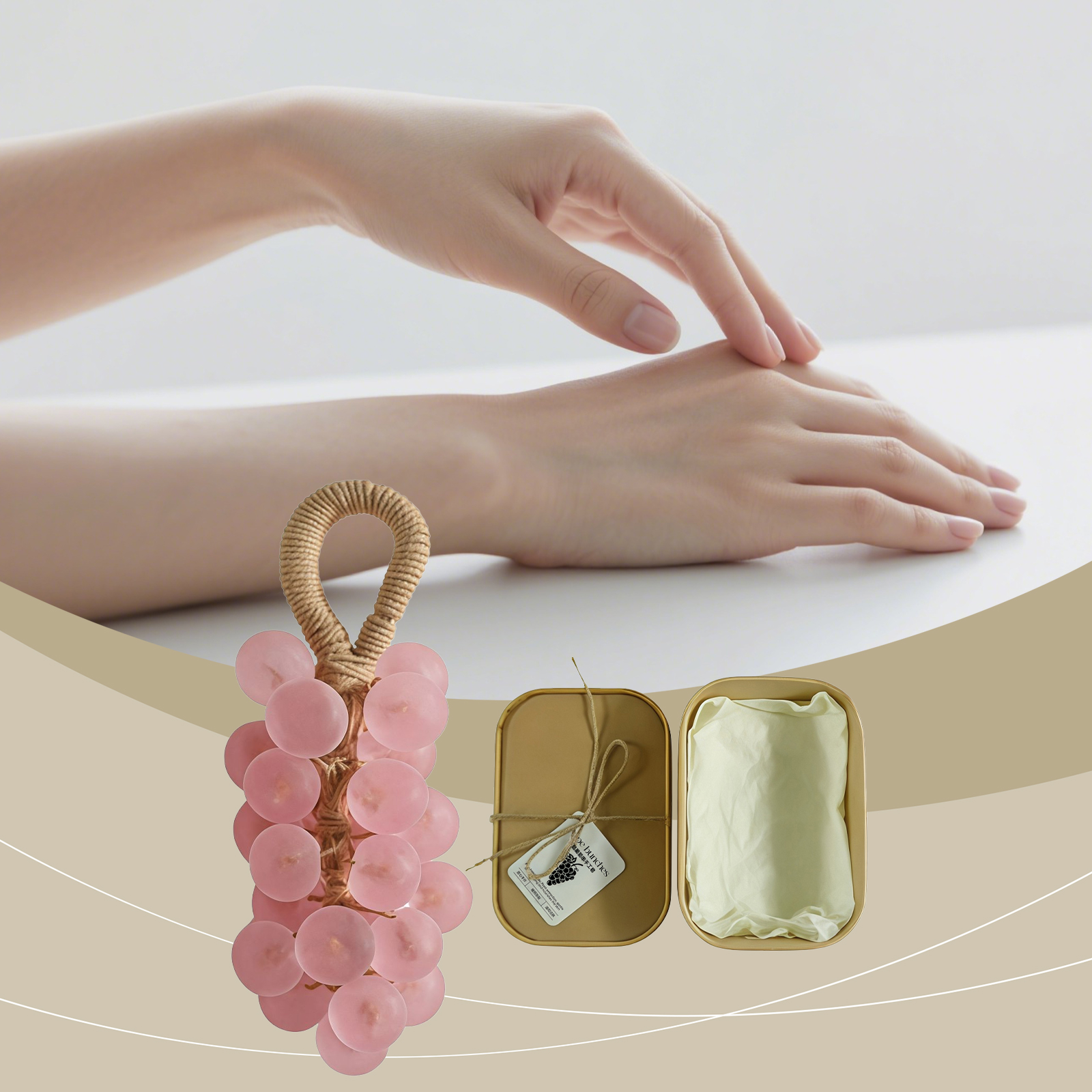 Peach Round Grape Soap Handmade Diy Gem Transparent Grape String Mild Cleansing Hand Skin Care