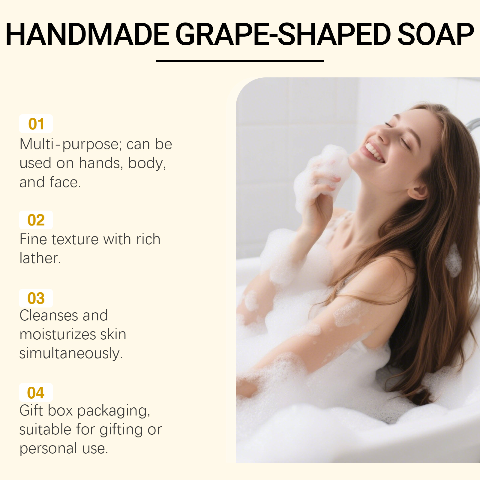 Peach Round Grape Soap Handmade Diy Gem Transparent Grape String Mild Cleansing Hand Skin Care
