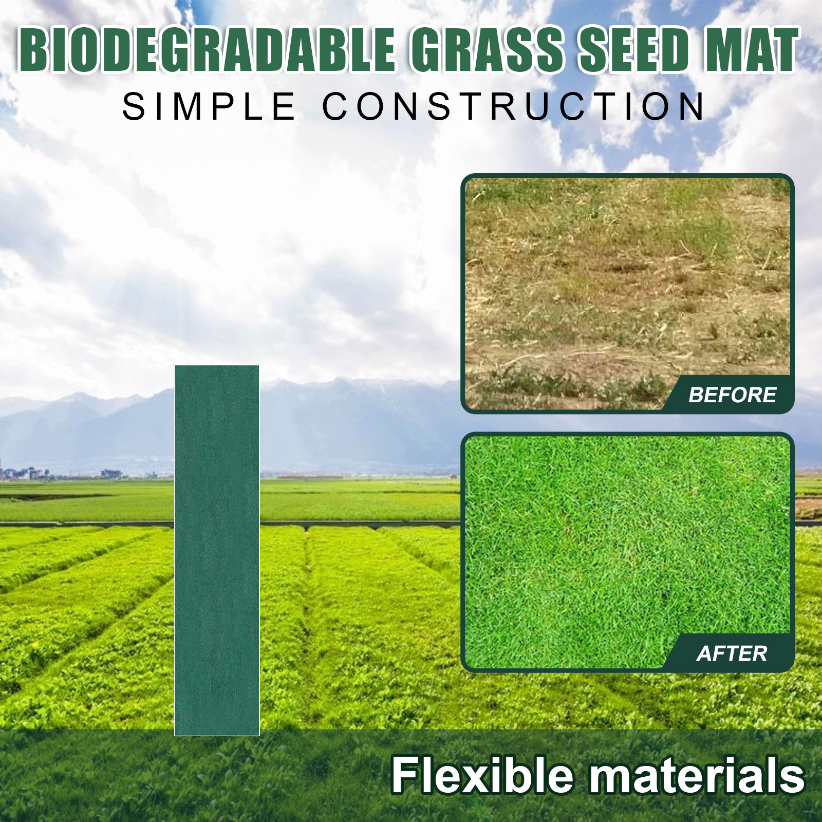 Gardening Ecological Mat Biodegradable Nonwoven Fabric Grass Seed Carpet For Landscape Planting Home Yard Greening Outdoor Cultivation