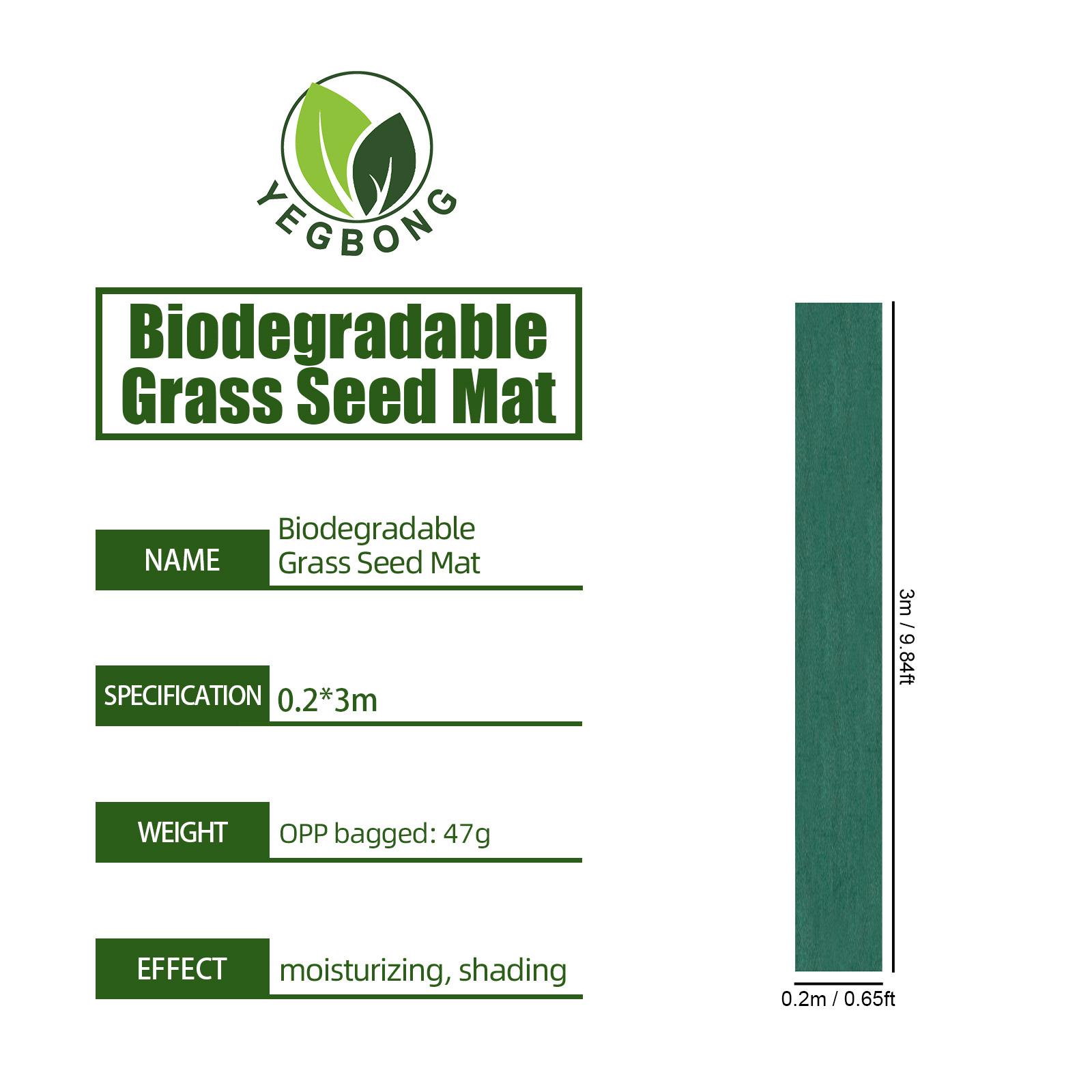 Gardening Ecological Mat Biodegradable Nonwoven Fabric Grass Seed Carpet For Landscape Planting Home Yard Greening Outdoor Cultivation