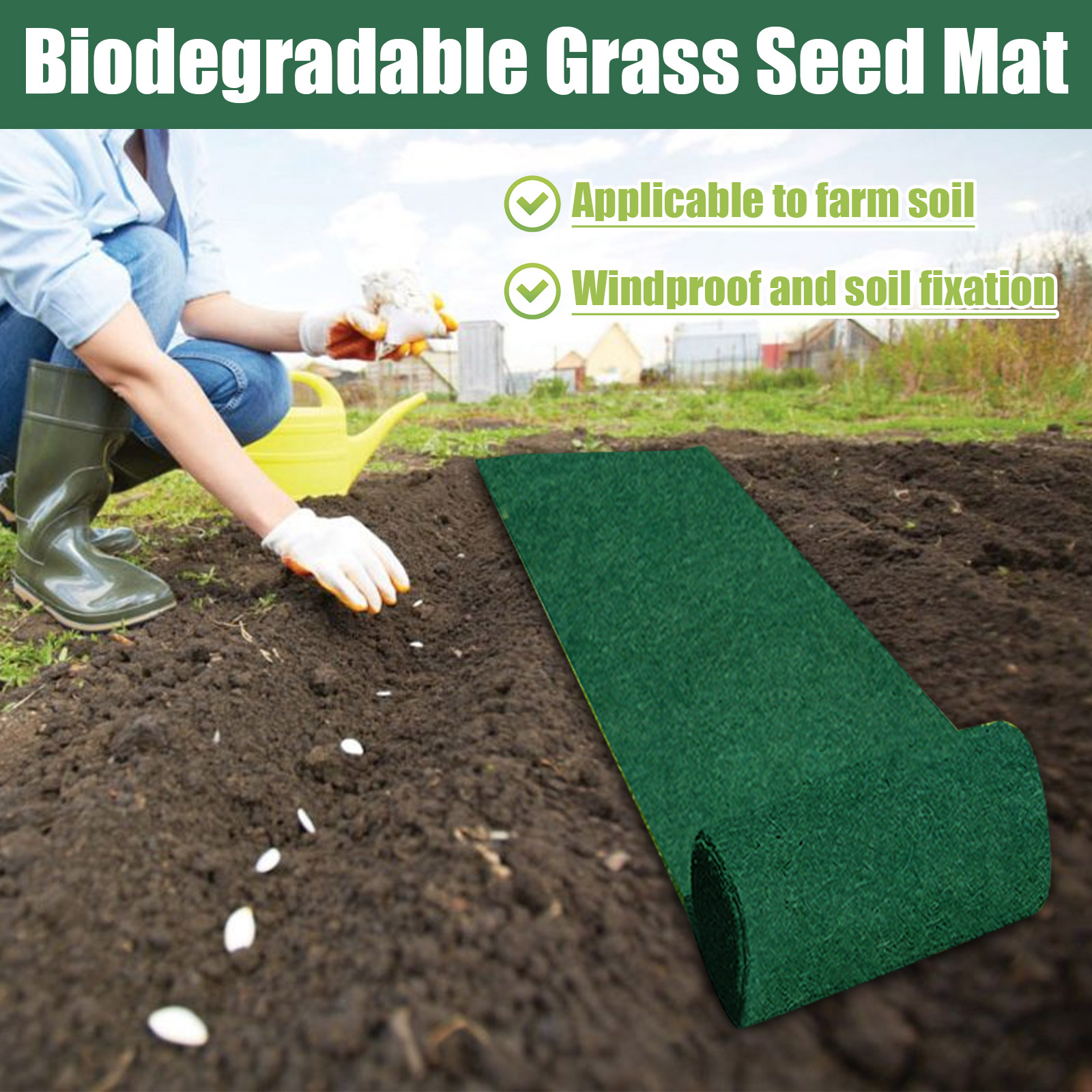 Gardening Ecological Mat Biodegradable Nonwoven Fabric Grass Seed Carpet For Landscape Planting Home Yard Greening Outdoor Cultivation