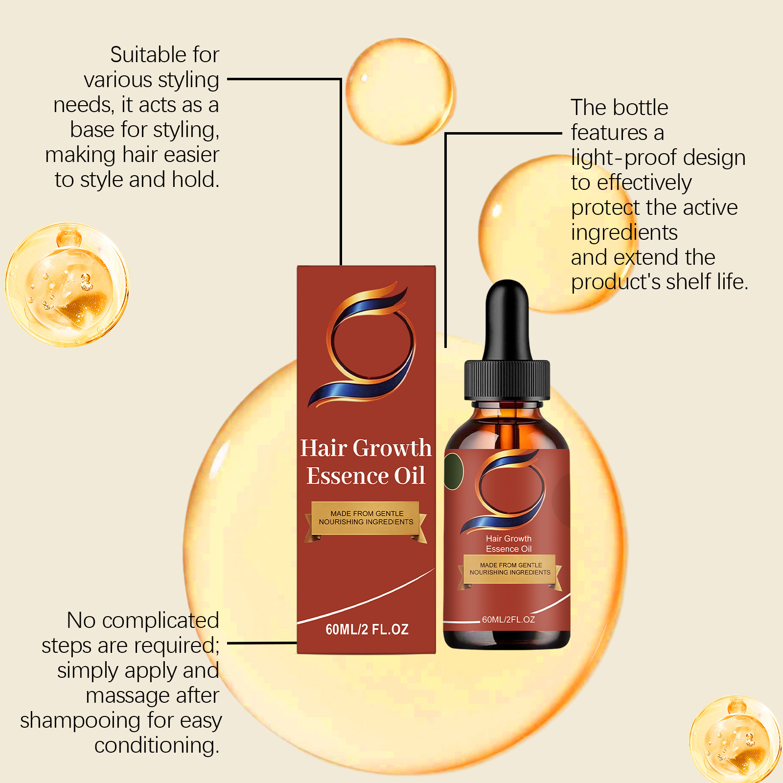 Mild Moisturizing Hair Care Oil Gentle Comfort Dry Smooth Natural Shade Fragrance Refreshing Tress Treatment Liquid
