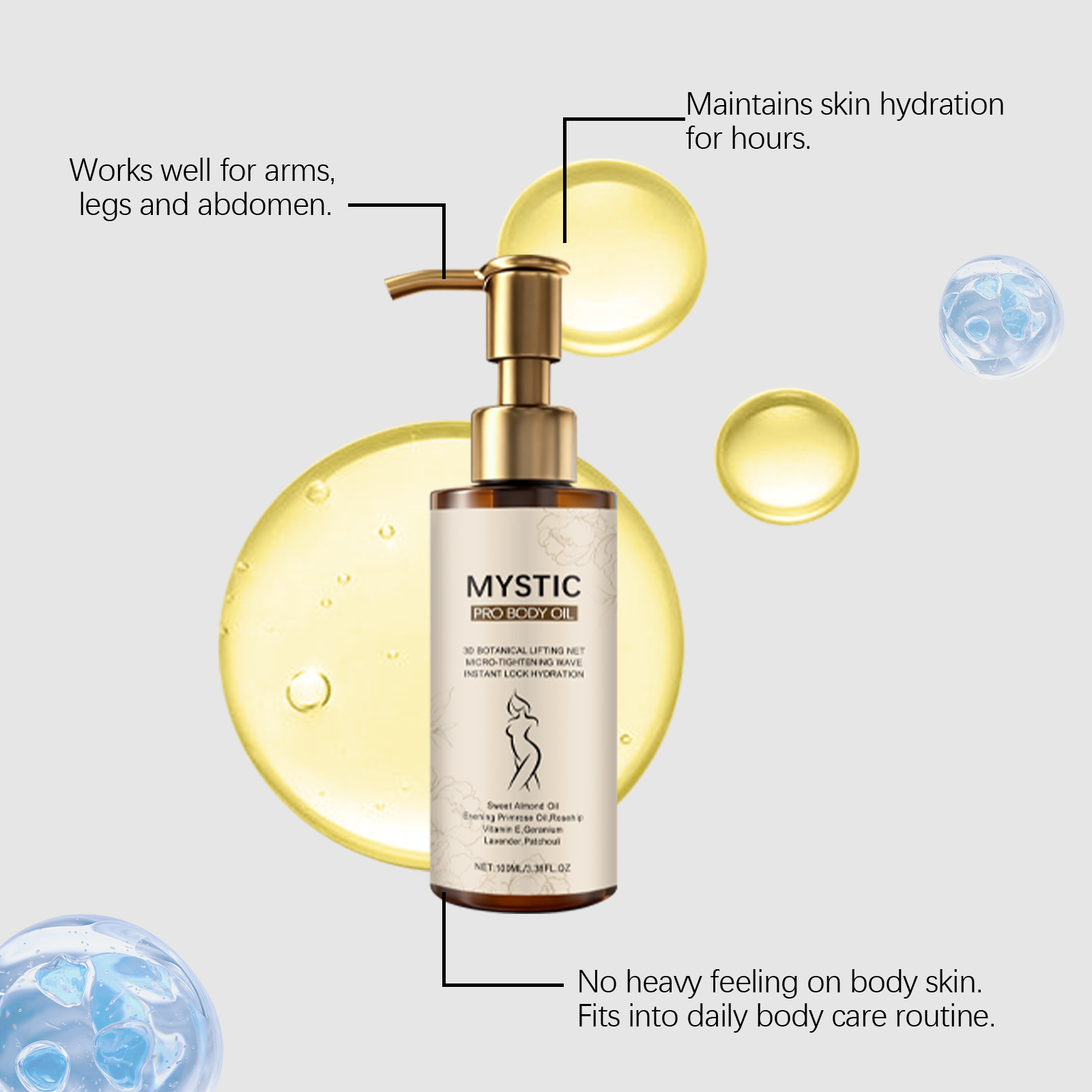 Body Care Oil Fine Texture Skin Friendly Fast Absorbing Nourishing Hydrated Smooth Improve Rough Complexion Whole Body Skin