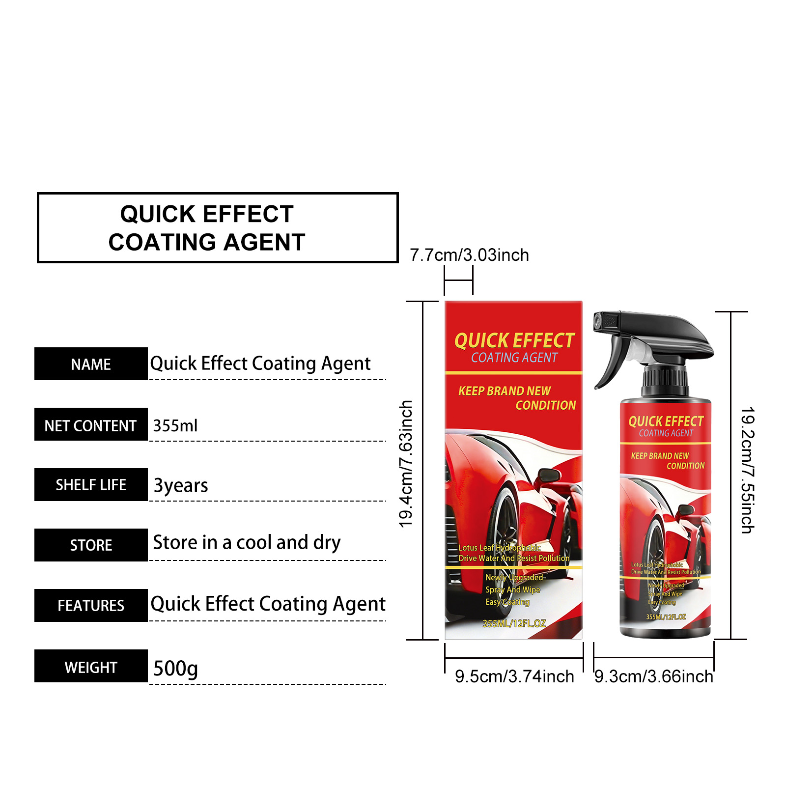 Car Coating Spray Daily Convenient Nano Cleansing Shiny Rustproof Care Body Surface Gloss Protect Liquid Film