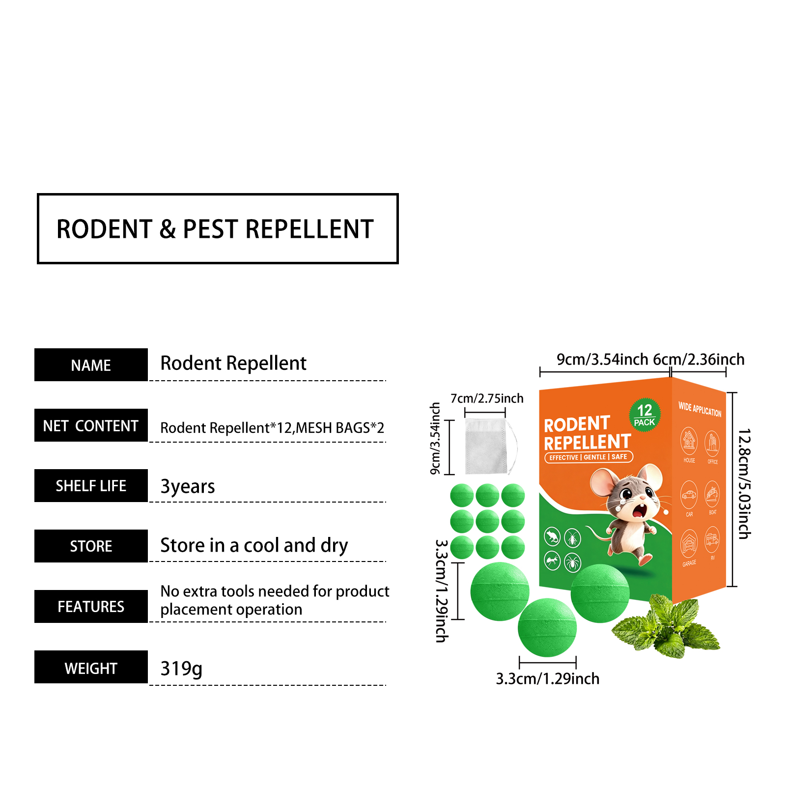 Rat Repellent Pellet Natural Effective Indoor Outdoor Household Warehouse Garage Basement Attic Kitchen Balcony