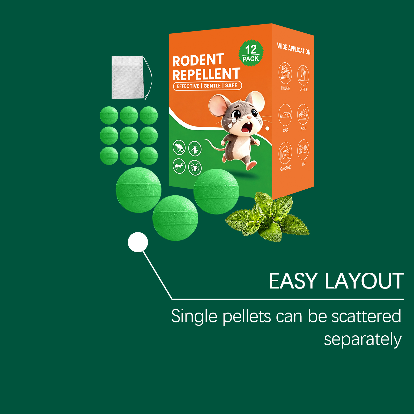 Rat Repellent Pellet Natural Effective Indoor Outdoor Household Warehouse Garage Basement Attic Kitchen Balcony