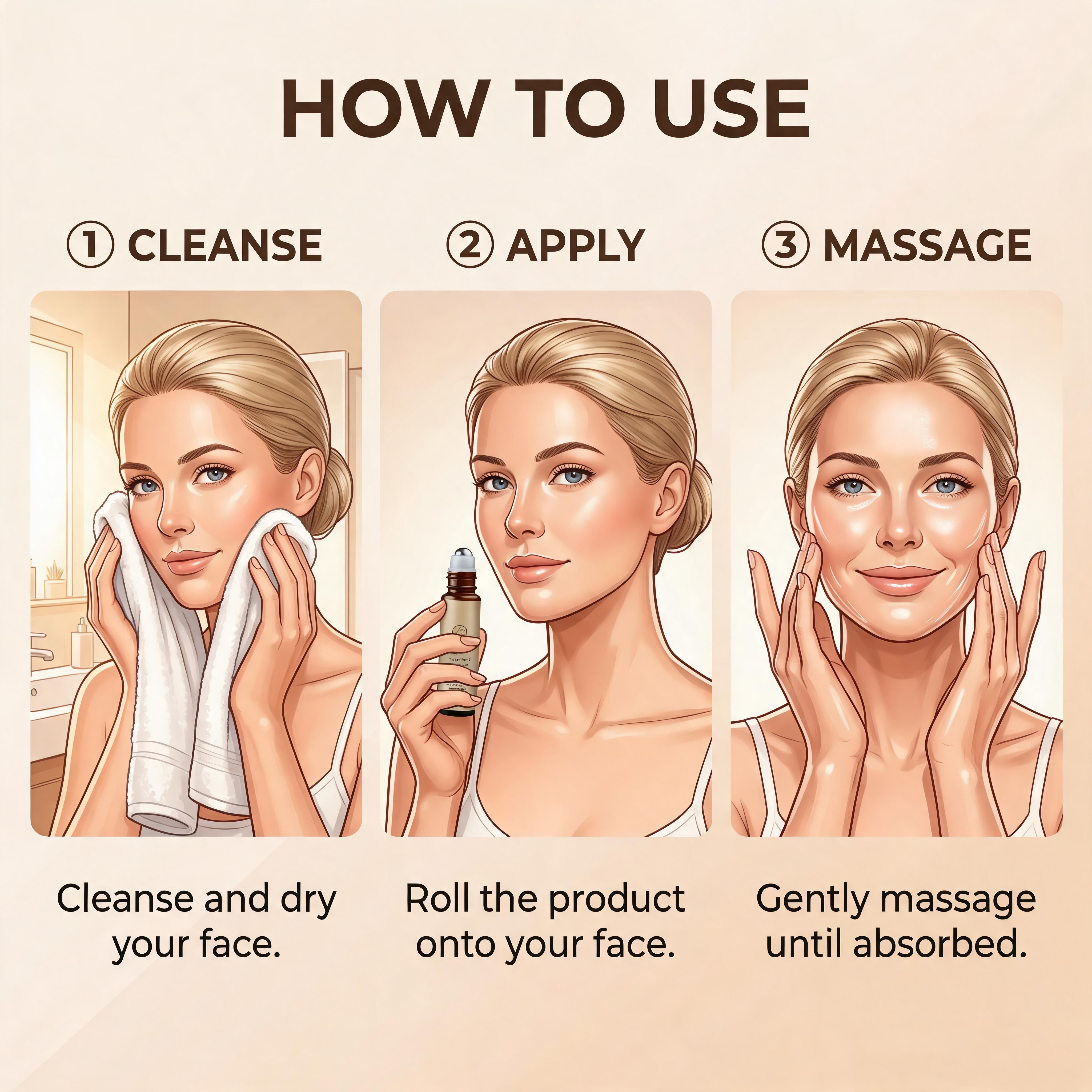 Facial Skin Essential Oil Roller Mild Moisturizing Hydrating Face Contour Line Massage Skin Care Daily Treatment Oil