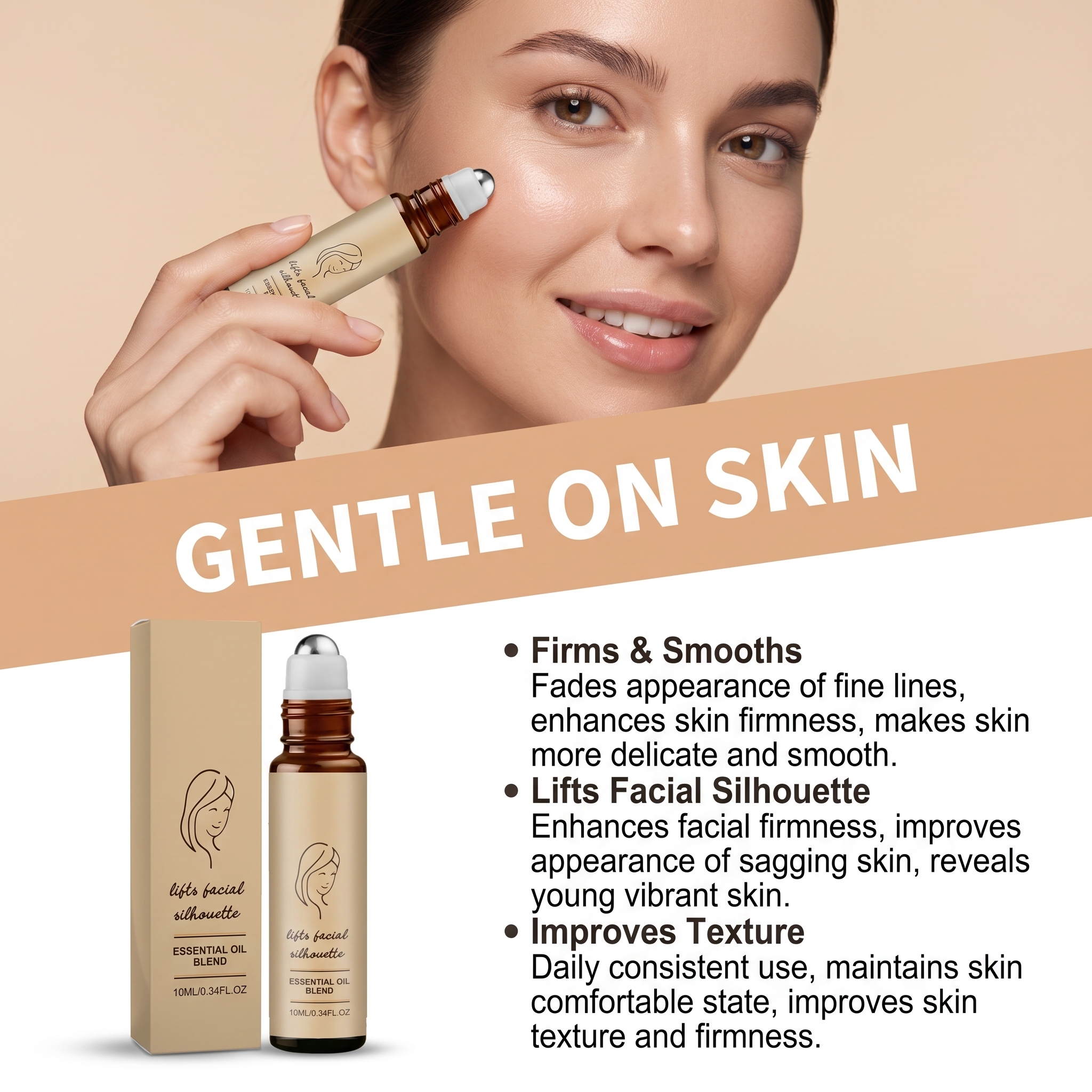 Facial Skin Essential Oil Roller Mild Moisturizing Hydrating Face Contour Line Massage Skin Care Daily Treatment Oil