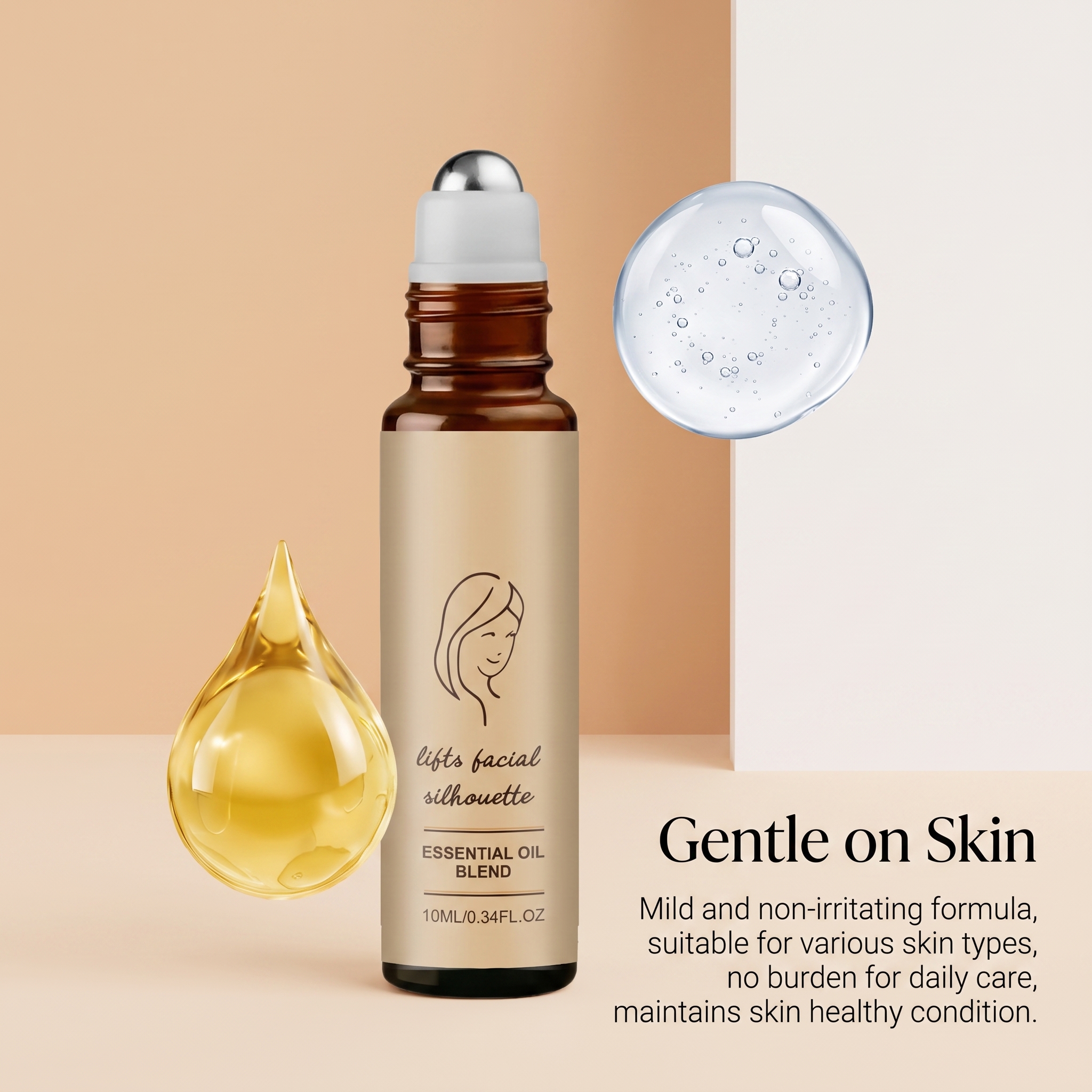 Facial Skin Essential Oil Roller Mild Moisturizing Hydrating Face Contour Line Massage Skin Care Daily Treatment Oil