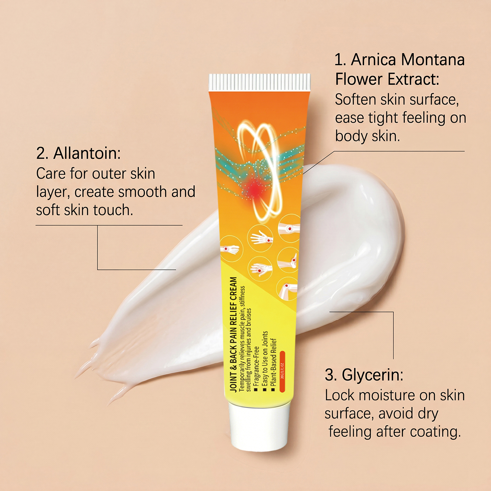 Joint Care Cream Mild Formula Easy To Absorb For Joint Back Skin External Massage Daily Maintenance