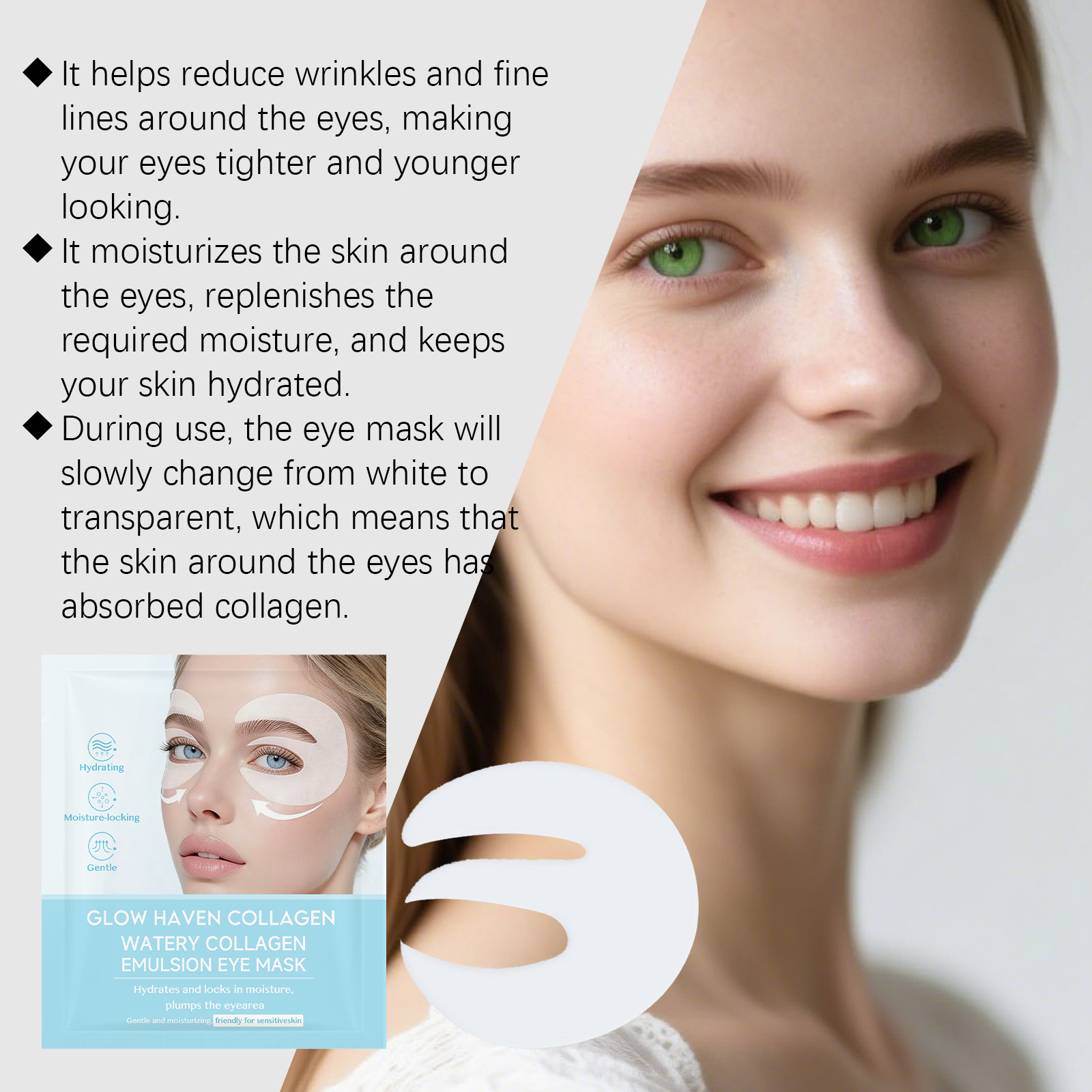 Collagen Moisturizing Care Eye Mask Daily Hydrating Lock Water Tender Skin Around Eyes Convenient Portable