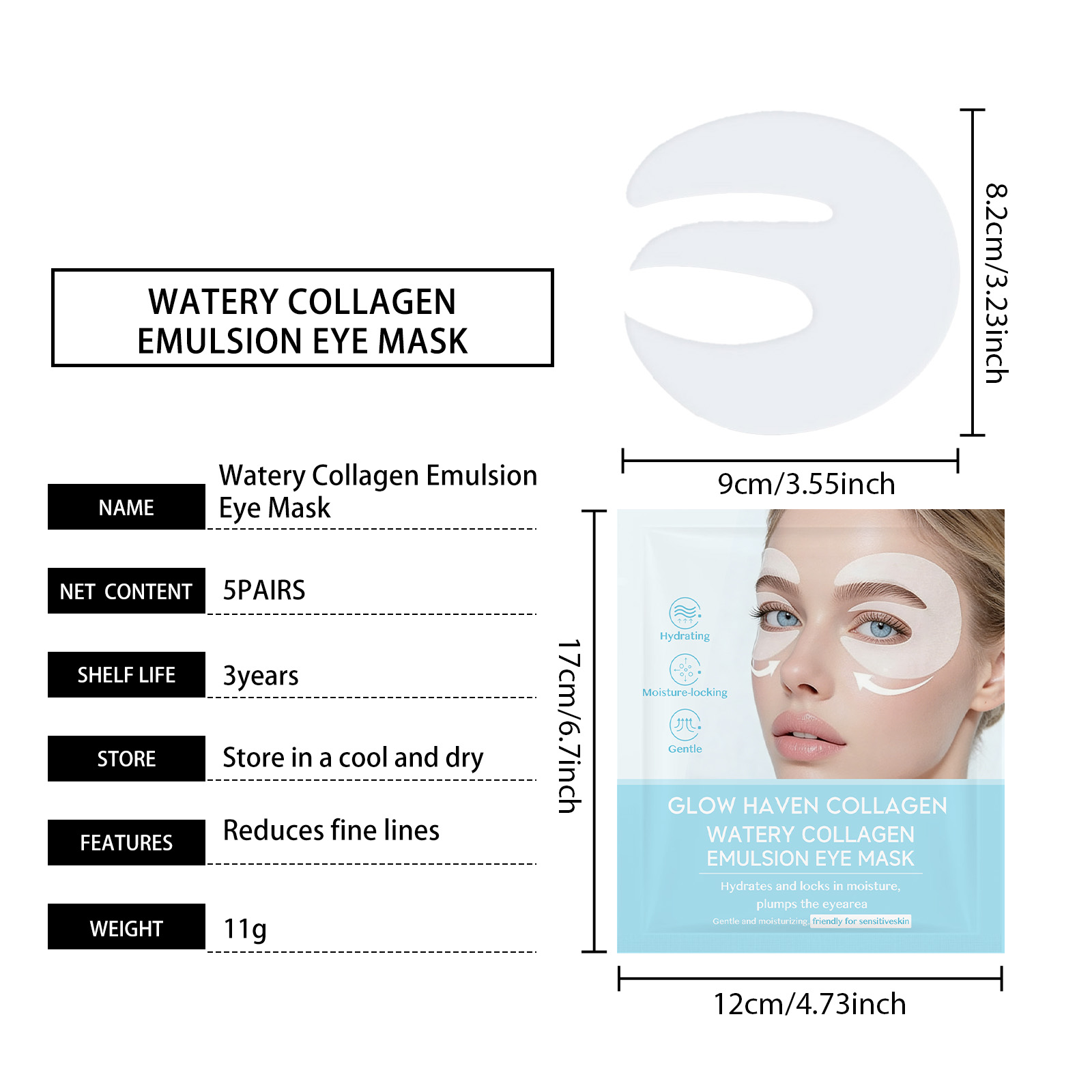 Collagen Moisturizing Care Eye Mask Daily Hydrating Lock Water Tender Skin Around Eyes Convenient Portable
