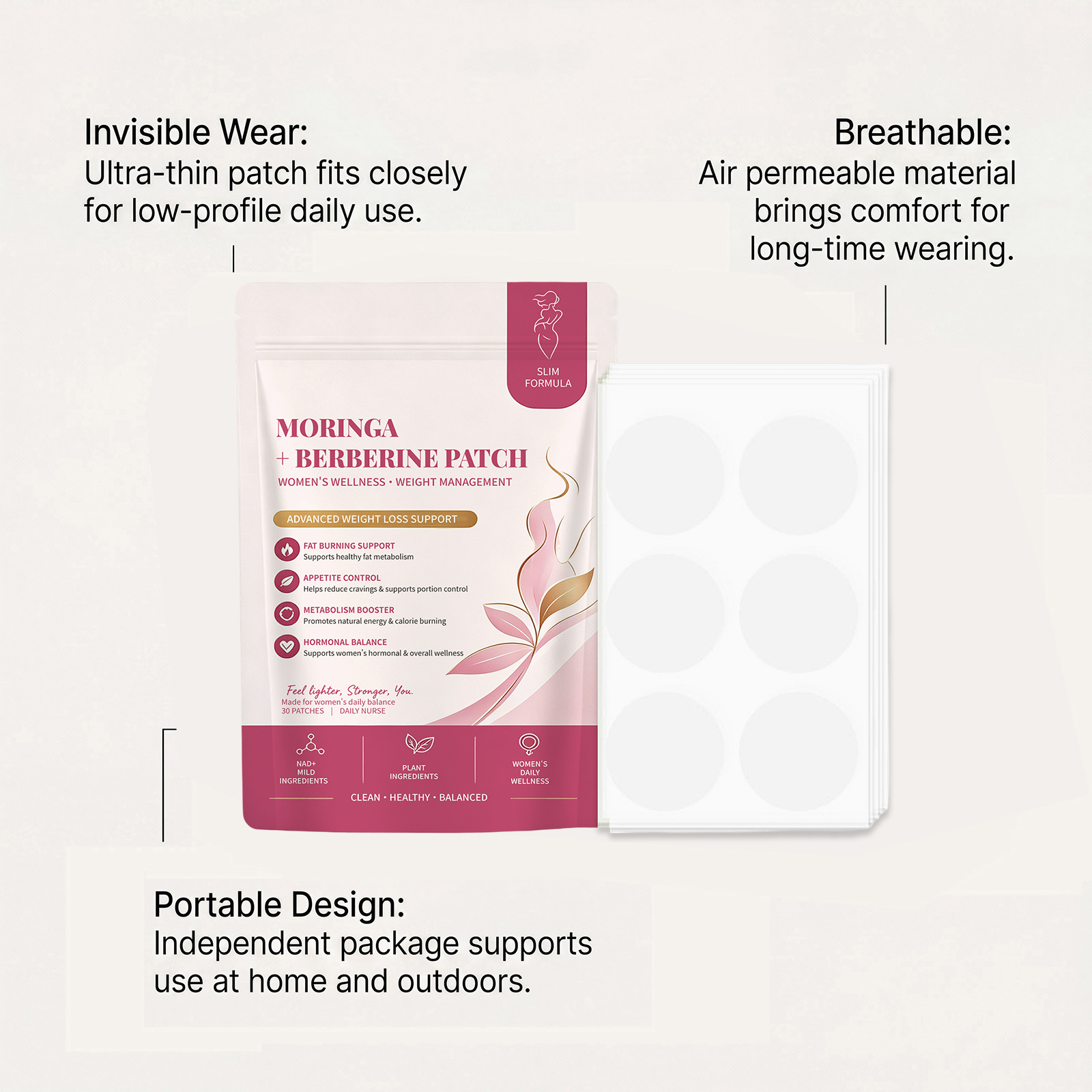 Moringa Berberine Patch Gentle Care Soft Skin Friendly Light Highlight Body Curve Shape Figure