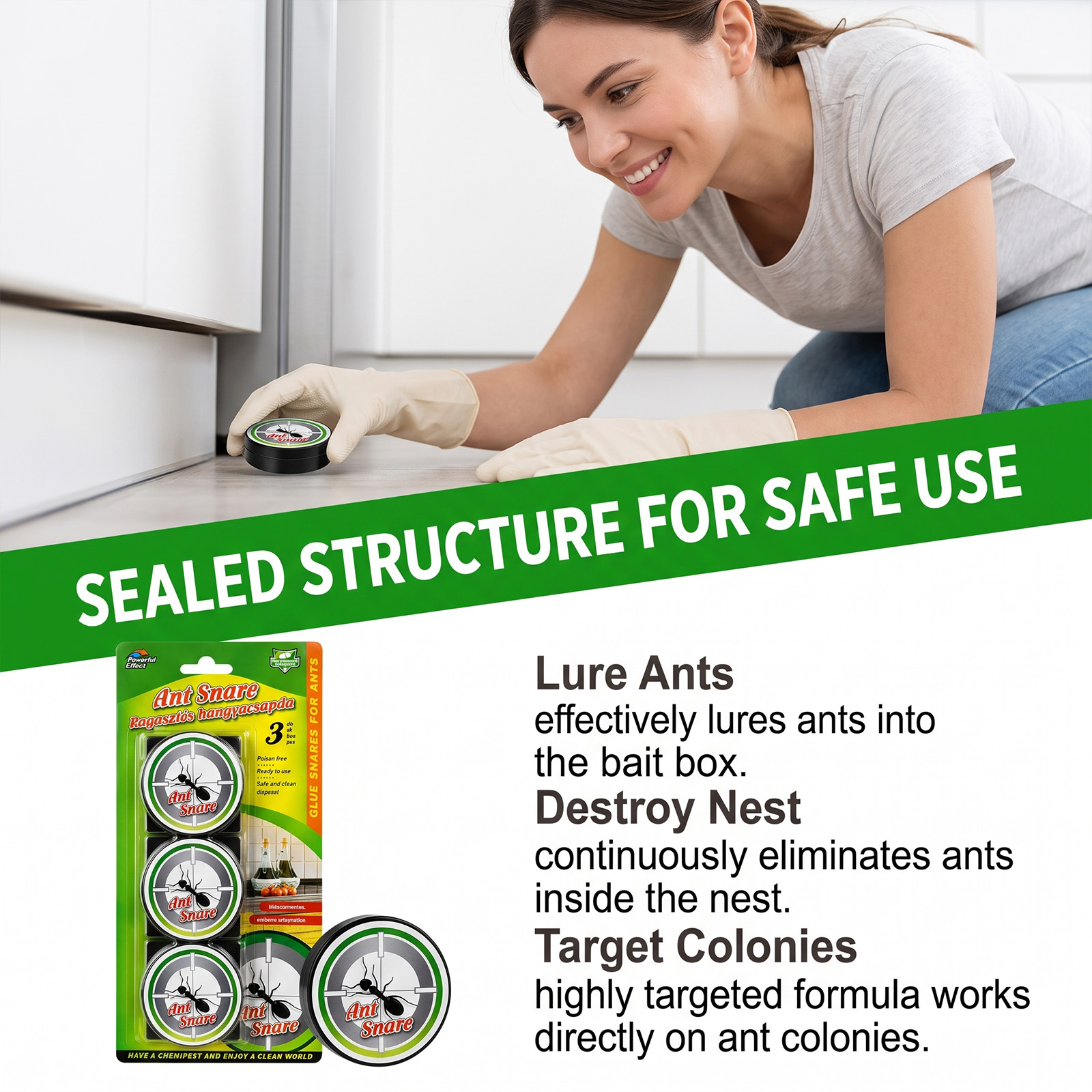 Ant Trap Box Household Practical Easy Operate Kitchen Bathroom Corner Window Daily Pest Catcher