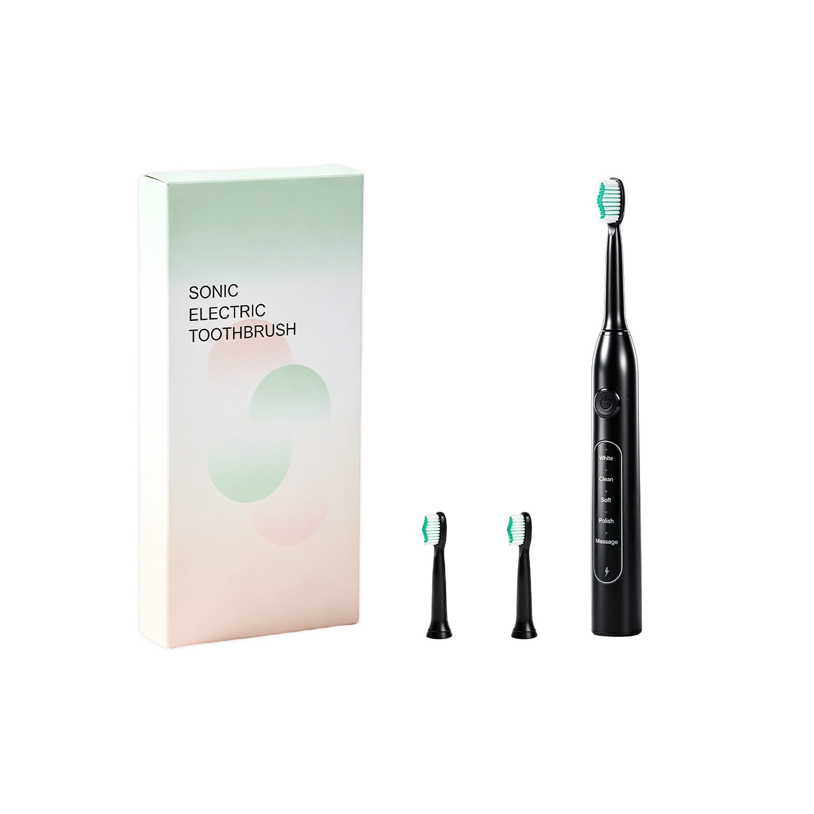 Electric Toothbrush Black Two Brush Heads Usb Charging Style Soft Bristles Clean Tooth Stains Clean Protect Teeth