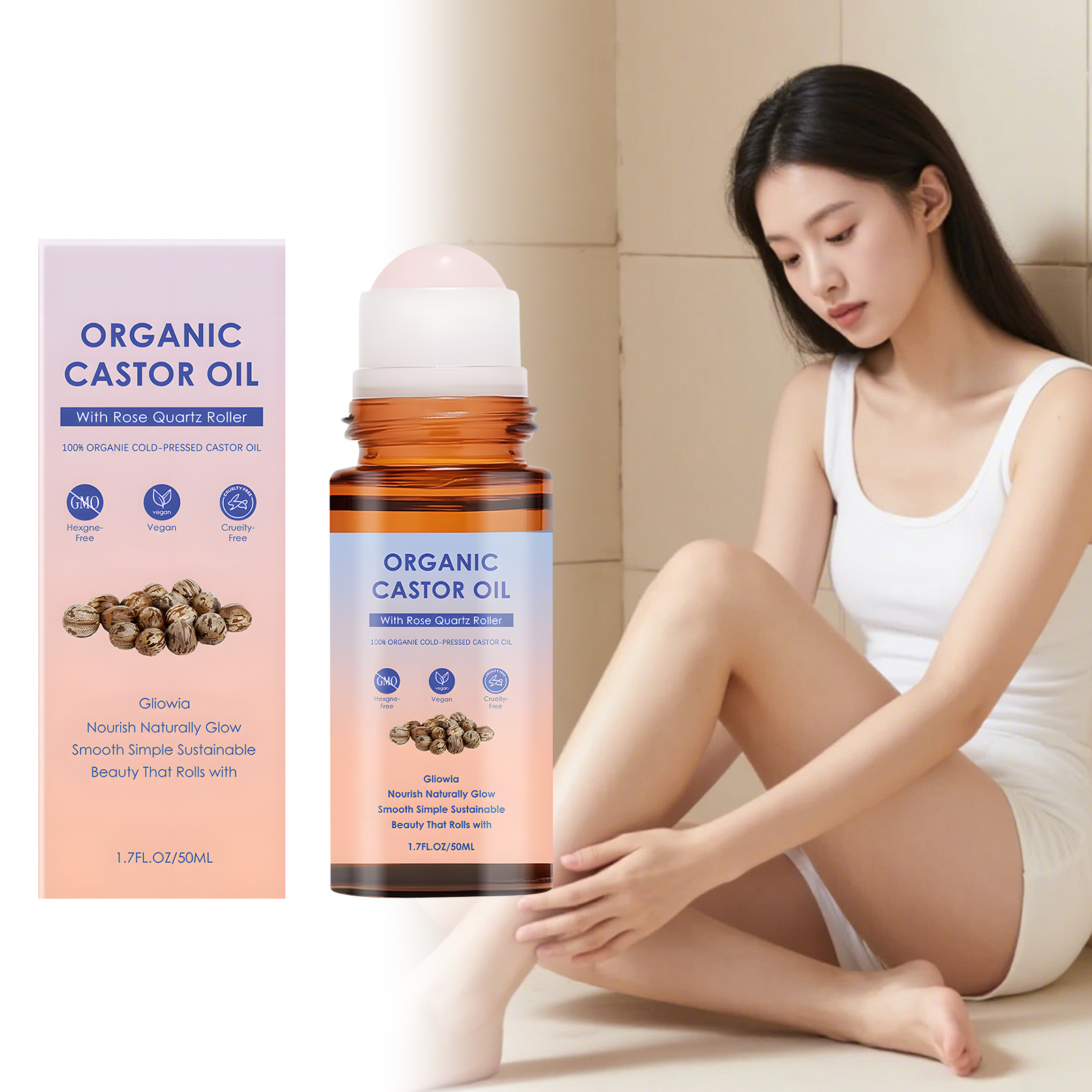 Castor Oil Nursing Roller Vitamin E Moisturizing Nourishing Daily Massage Multipurpose Body Care Oil