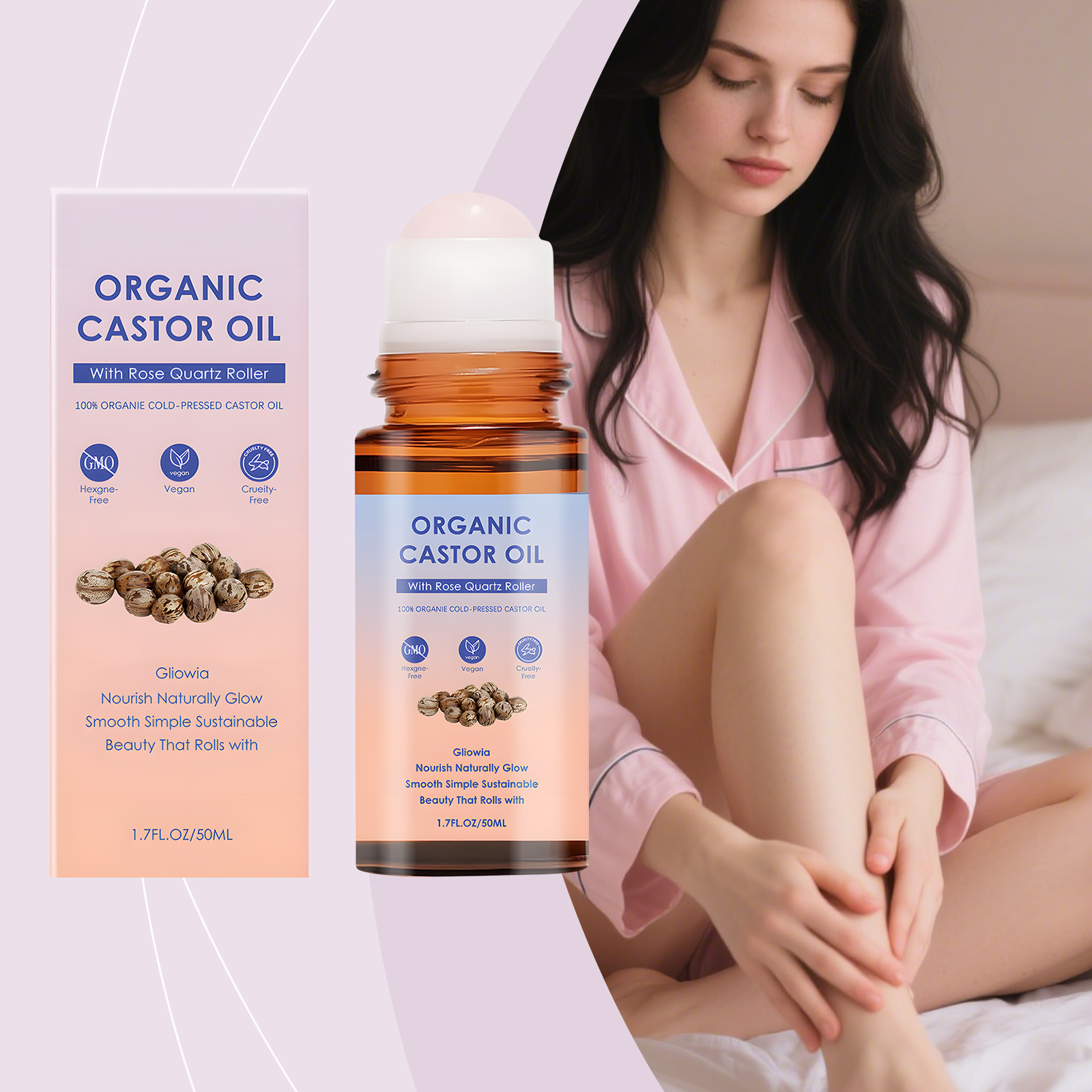 Castor Oil Nursing Roller Vitamin E Moisturizing Nourishing Daily Massage Multipurpose Body Care Oil