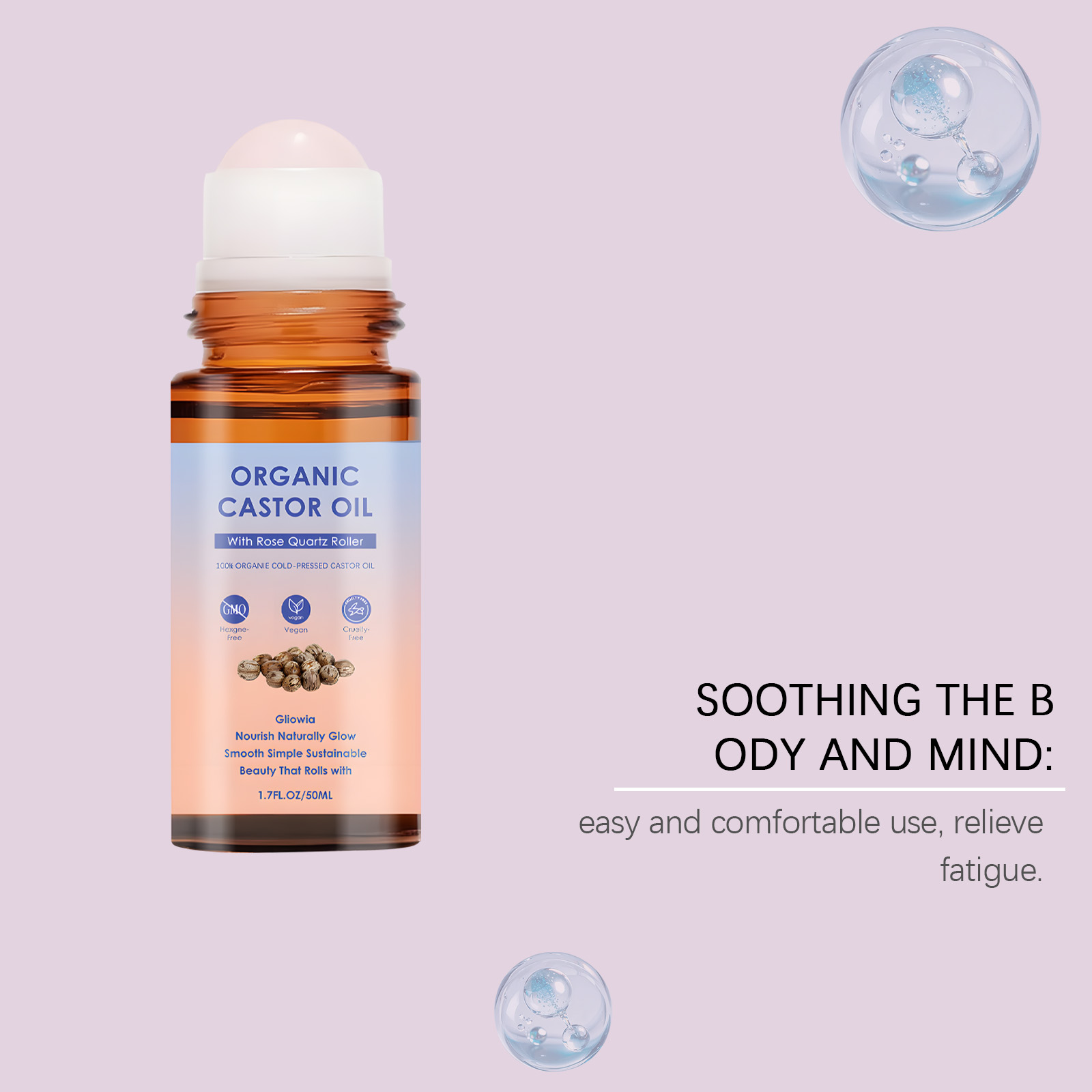 Castor Oil Nursing Roller Vitamin E Moisturizing Nourishing Daily Massage Multipurpose Body Care Oil