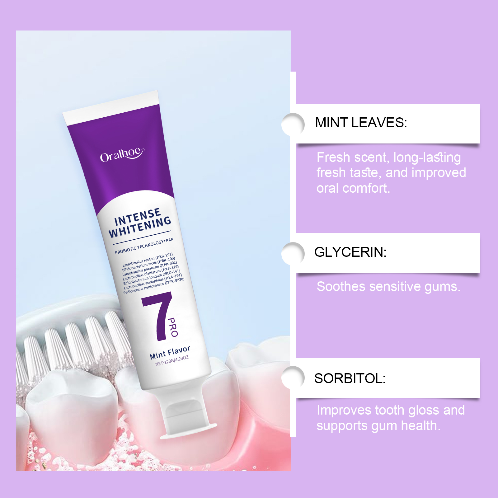 Toothpaste Mint Fresh Cleans Teeth Odor Stains Food Residues Long Lasting Fragrance Protects Teeth